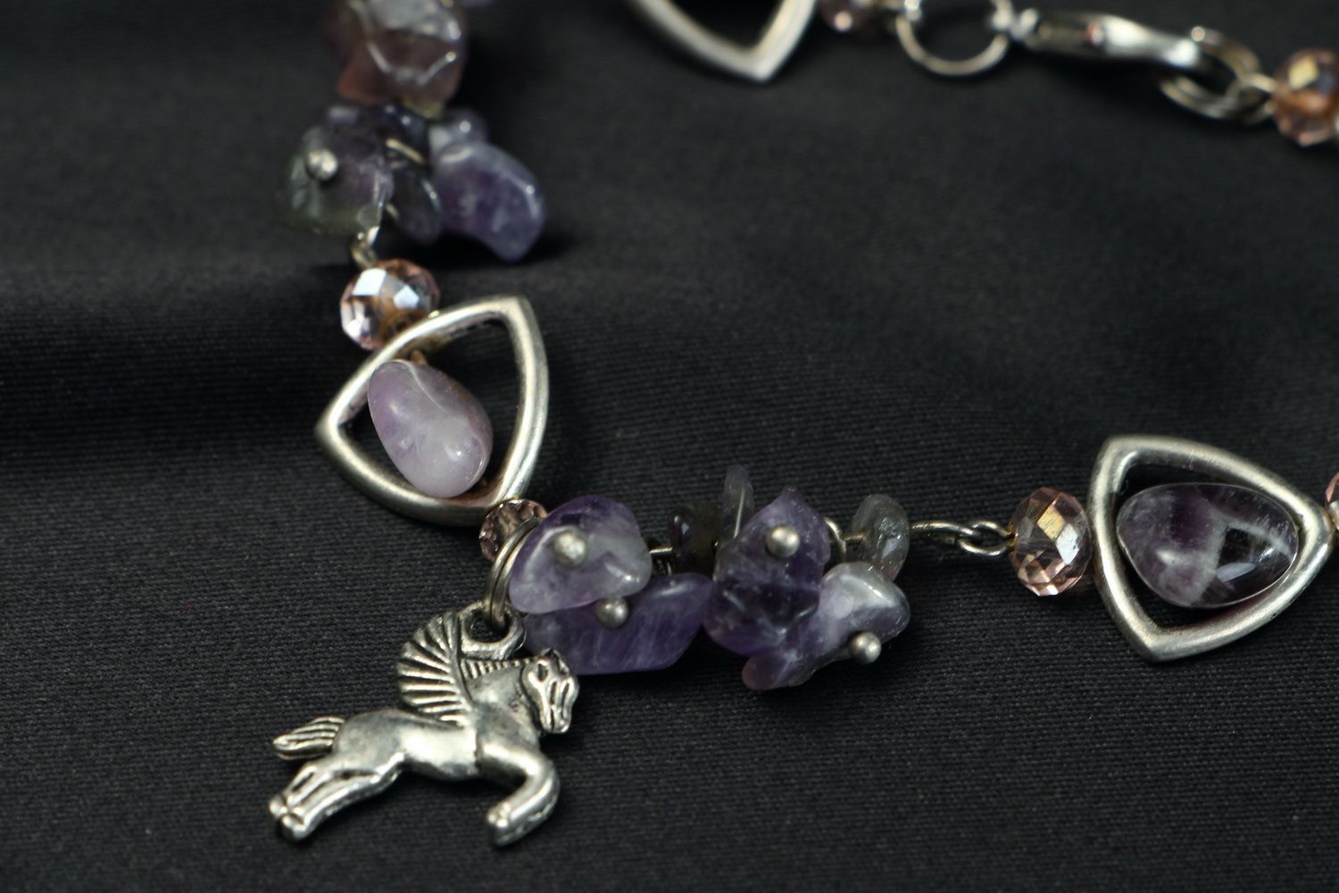 Silver bracelet with amethyst photo 3