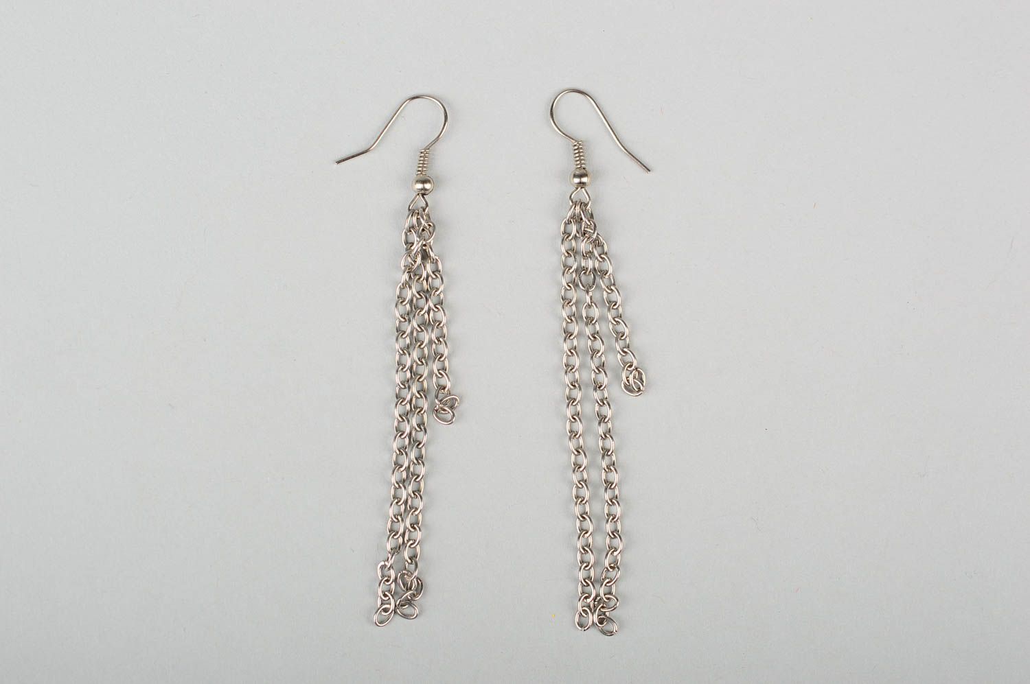 Womens handmade metal earrings long chain earrings fashion accessories photo 1