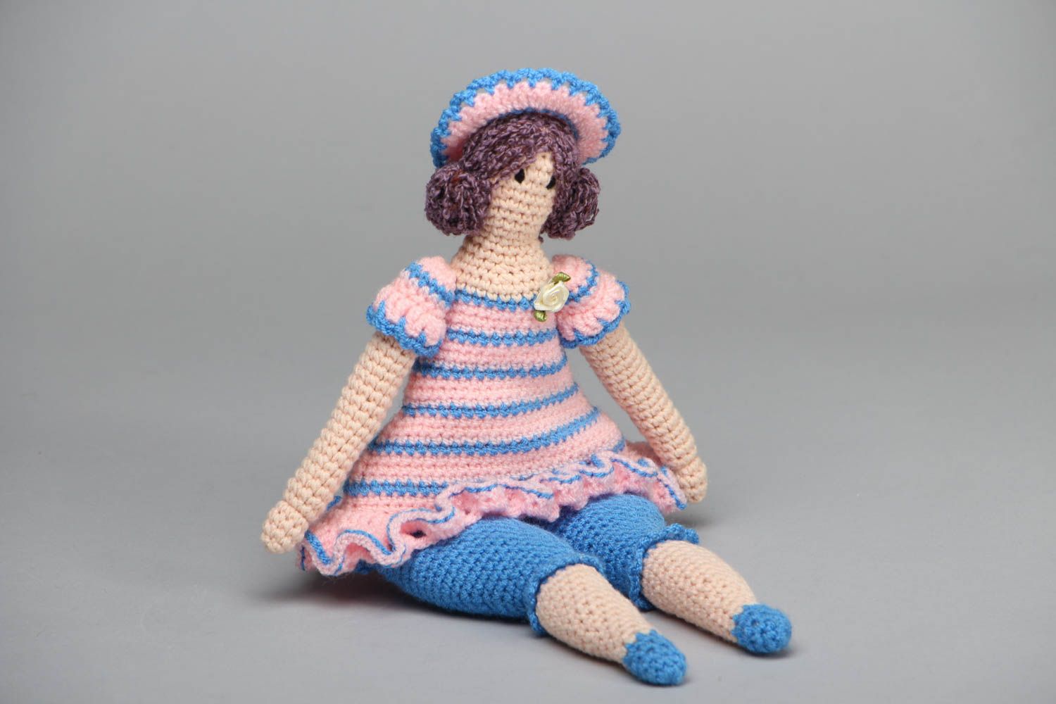 Crochet doll in hat photo 1