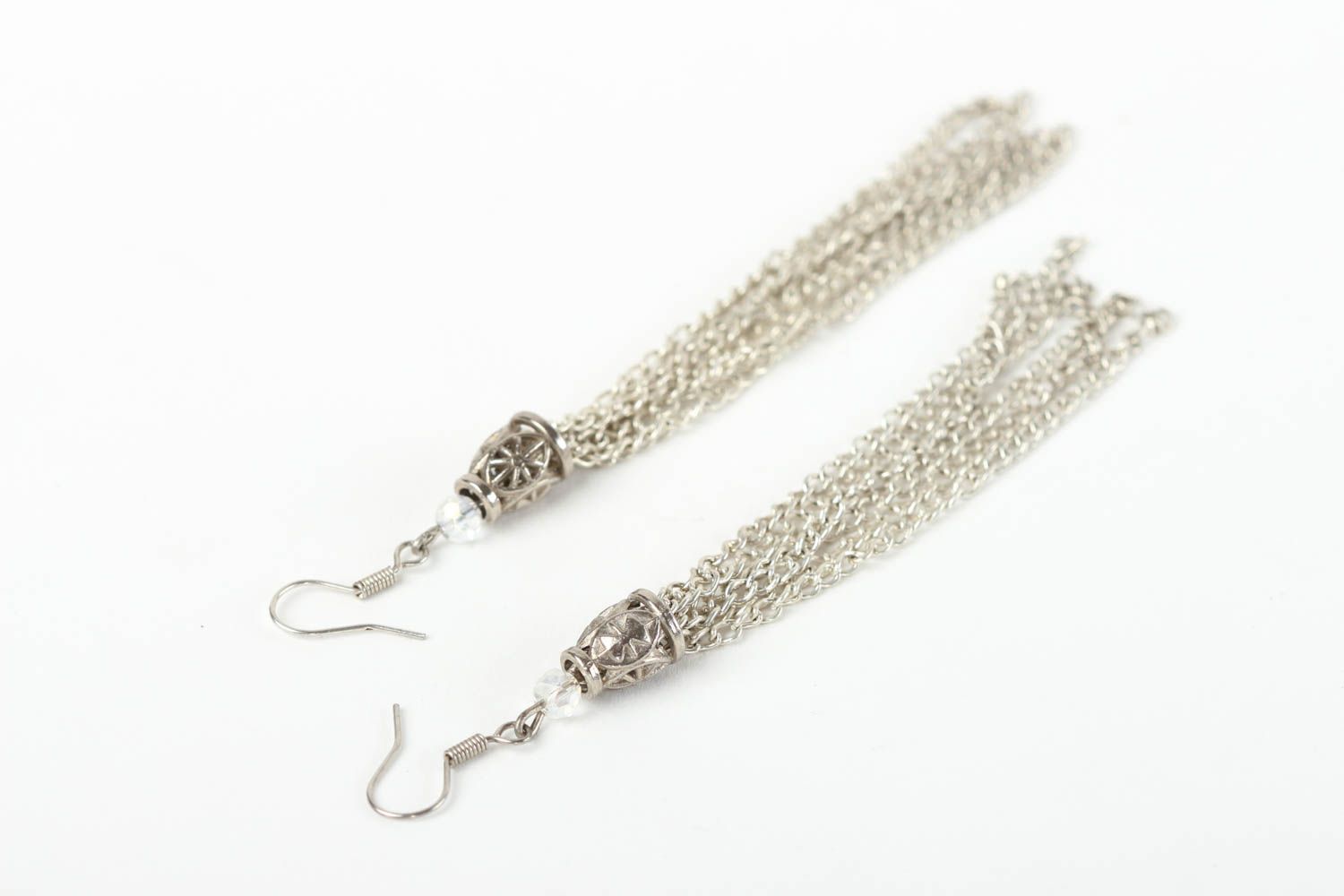Handmade metal earrings long earrings with charms crystal earrings gift for girl photo 4