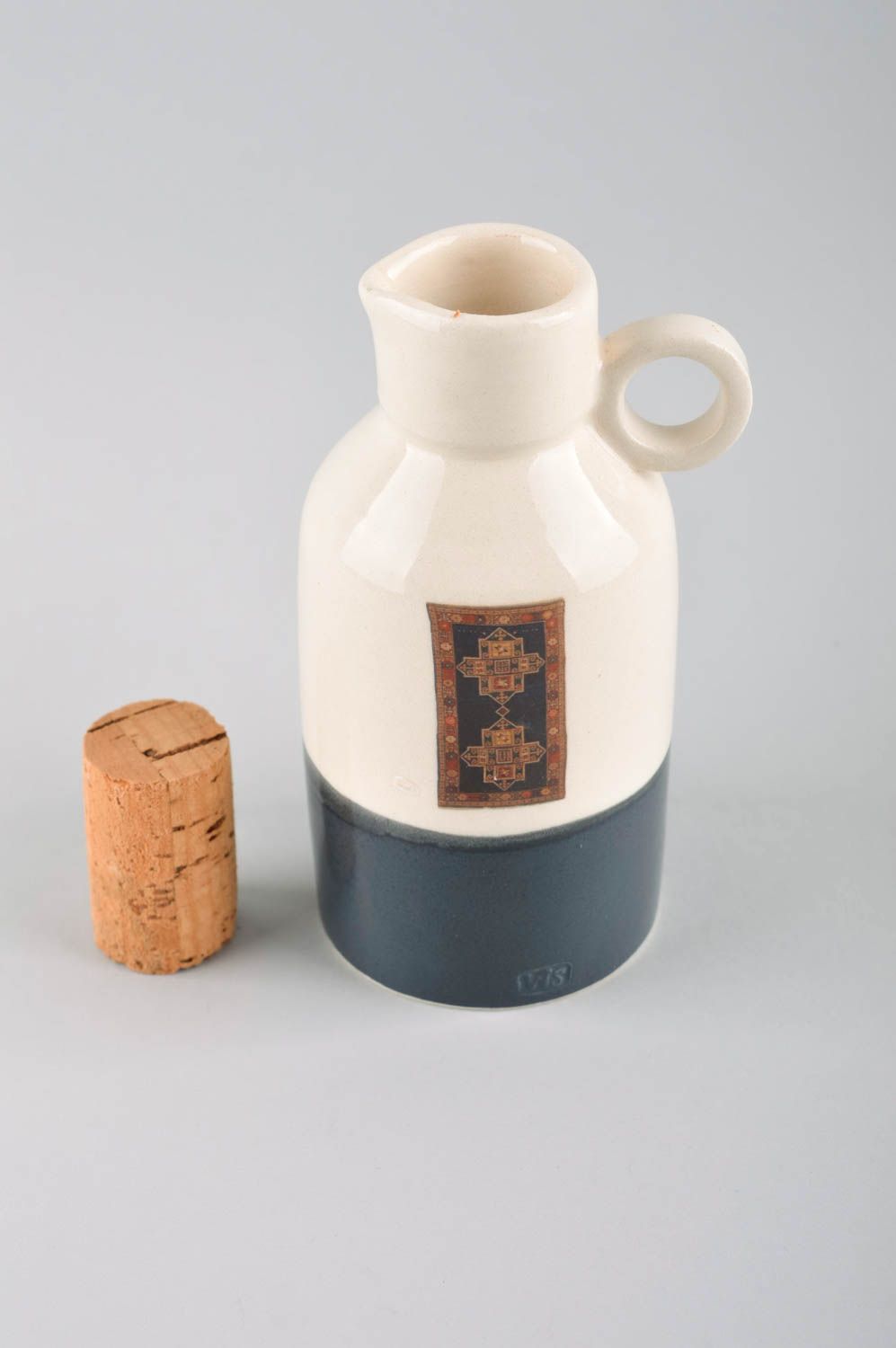 20 oz coffee handmade ceramic pitcher, jug with handle and lid handmade pottery 7, 0,7 lb photo 4