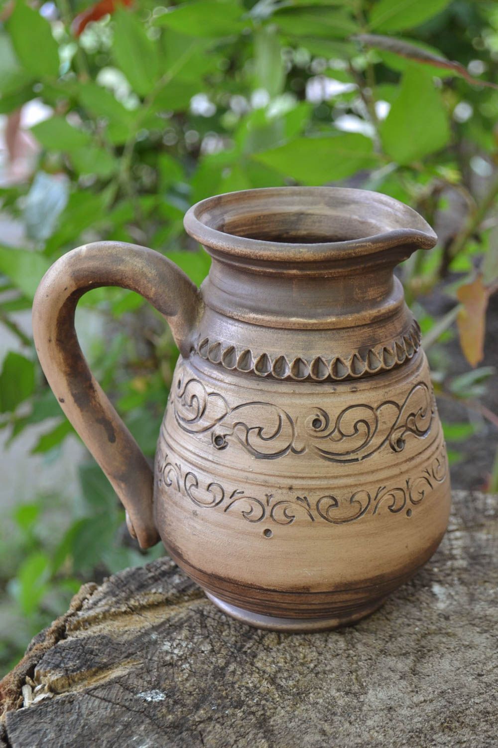 Braune keramische Kanne für Kaffee mit Musterung 500 ml künstlerische Handarbeit foto 1