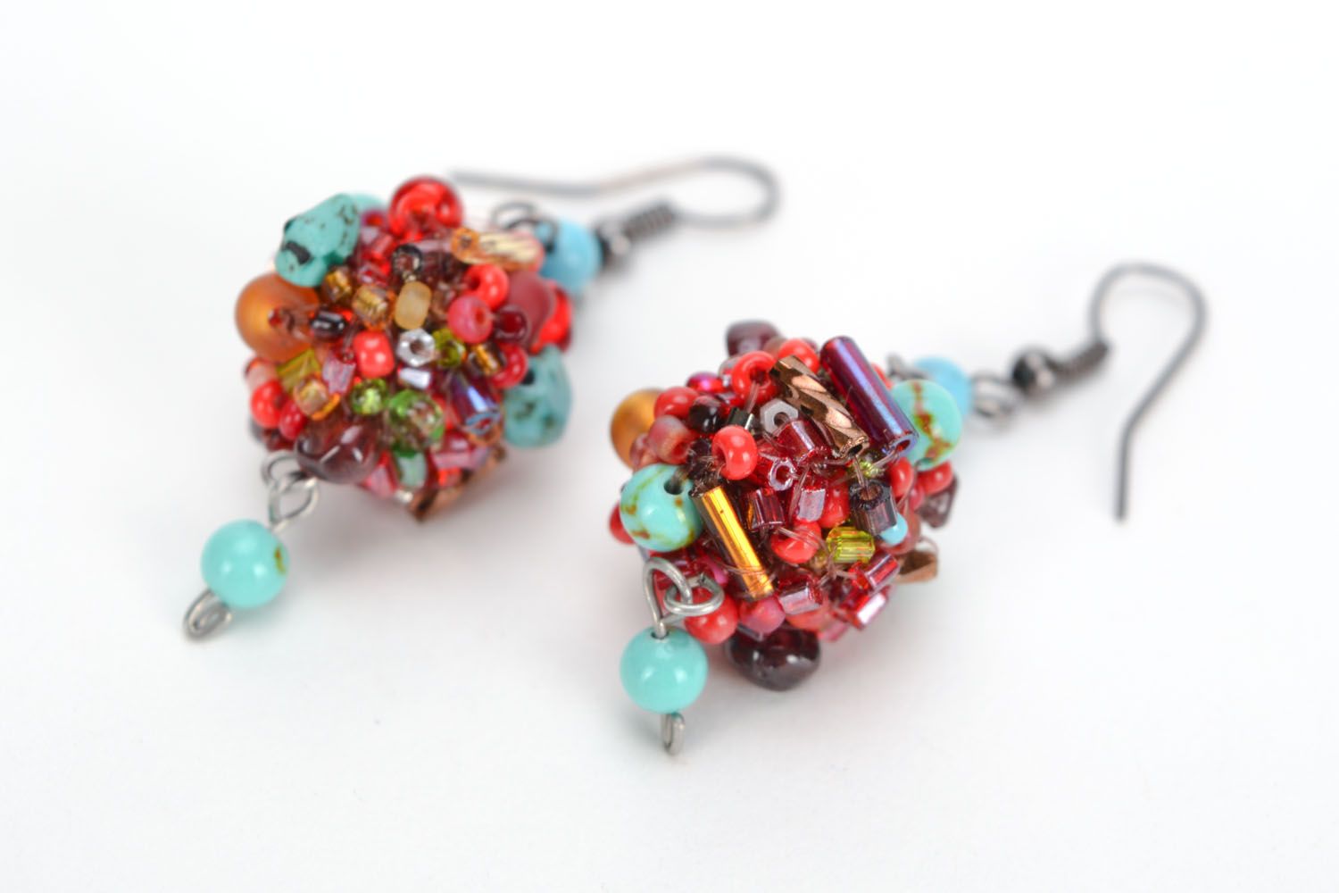 Earrings with amber and turquoise photo 4