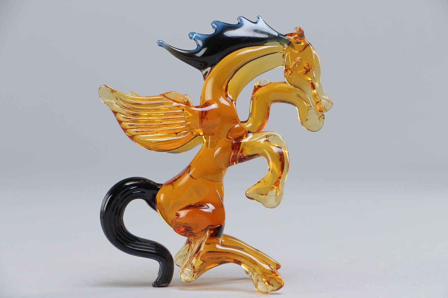 Unusual beautiful handmade lampwork glass statuette Pegasus photo 2