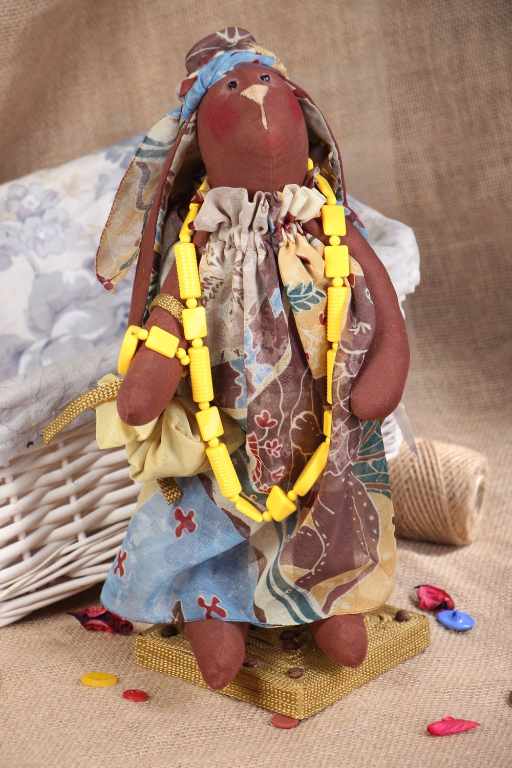 Авторская кукла из ткани ручной работы Зайка африканец фото 5
