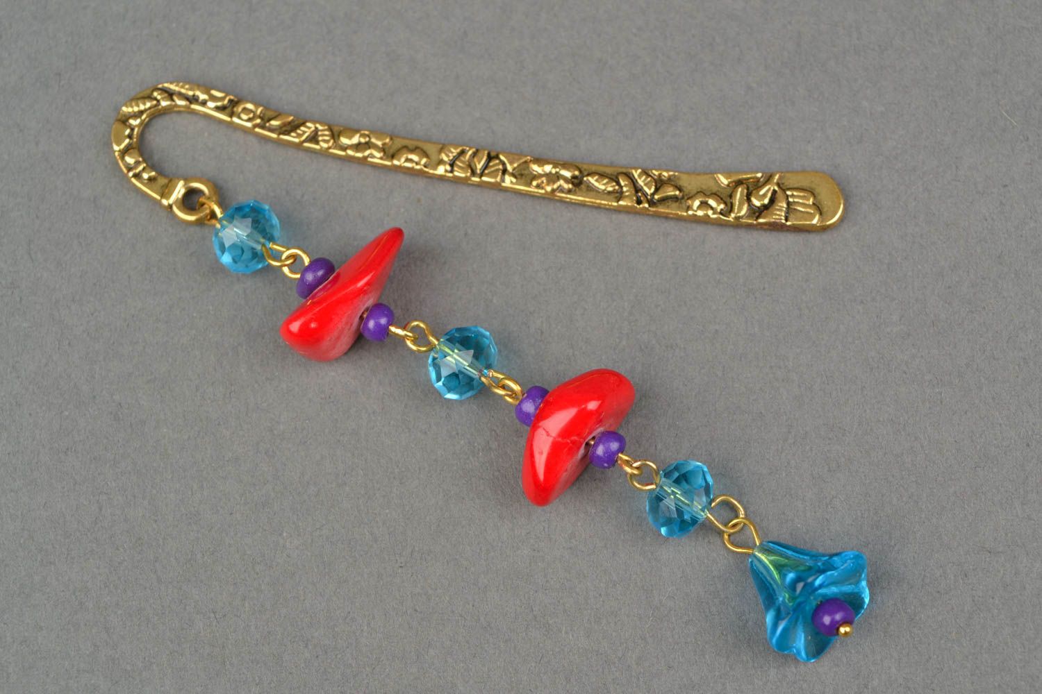 Bookmark with glass beads and natural coral photo 4