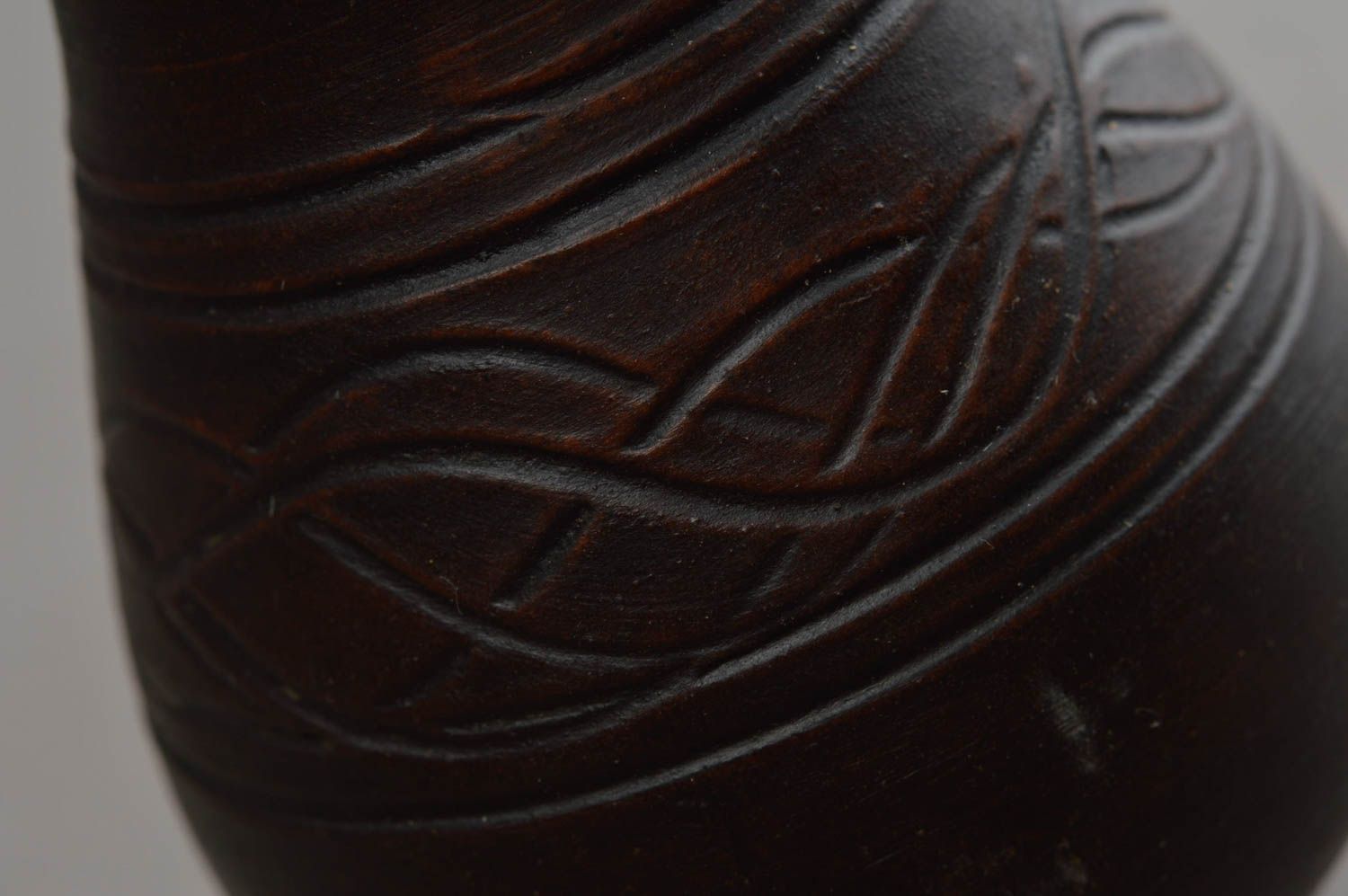 Vase miniature en céramique marron foncé décor d'intérieur original fait main photo 5
