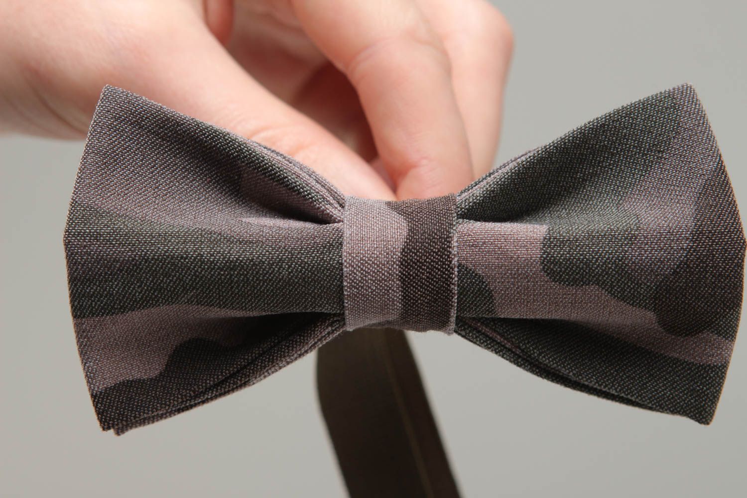 Khaki fabric bow tie photo 4
