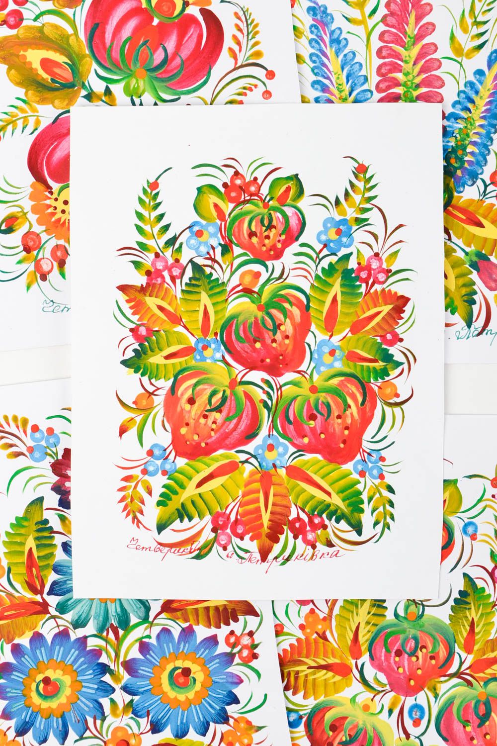Carte de voeux faite main peinte avec baies et fleurs Petit cadeau original photo 3