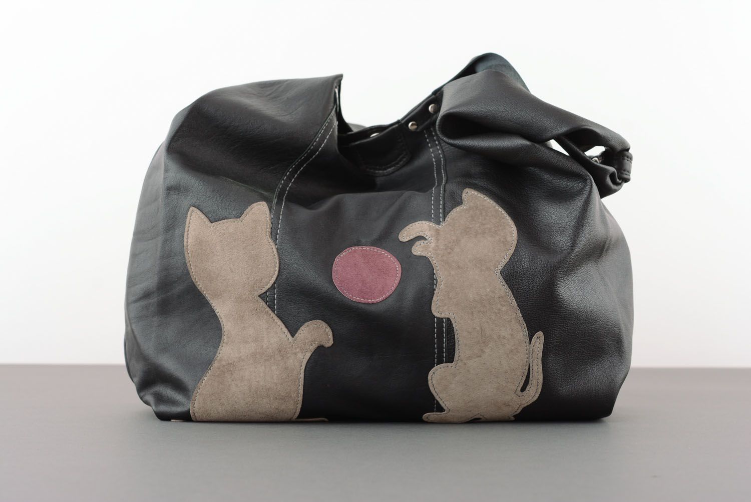 Leather shoulder bag Cats photo 2