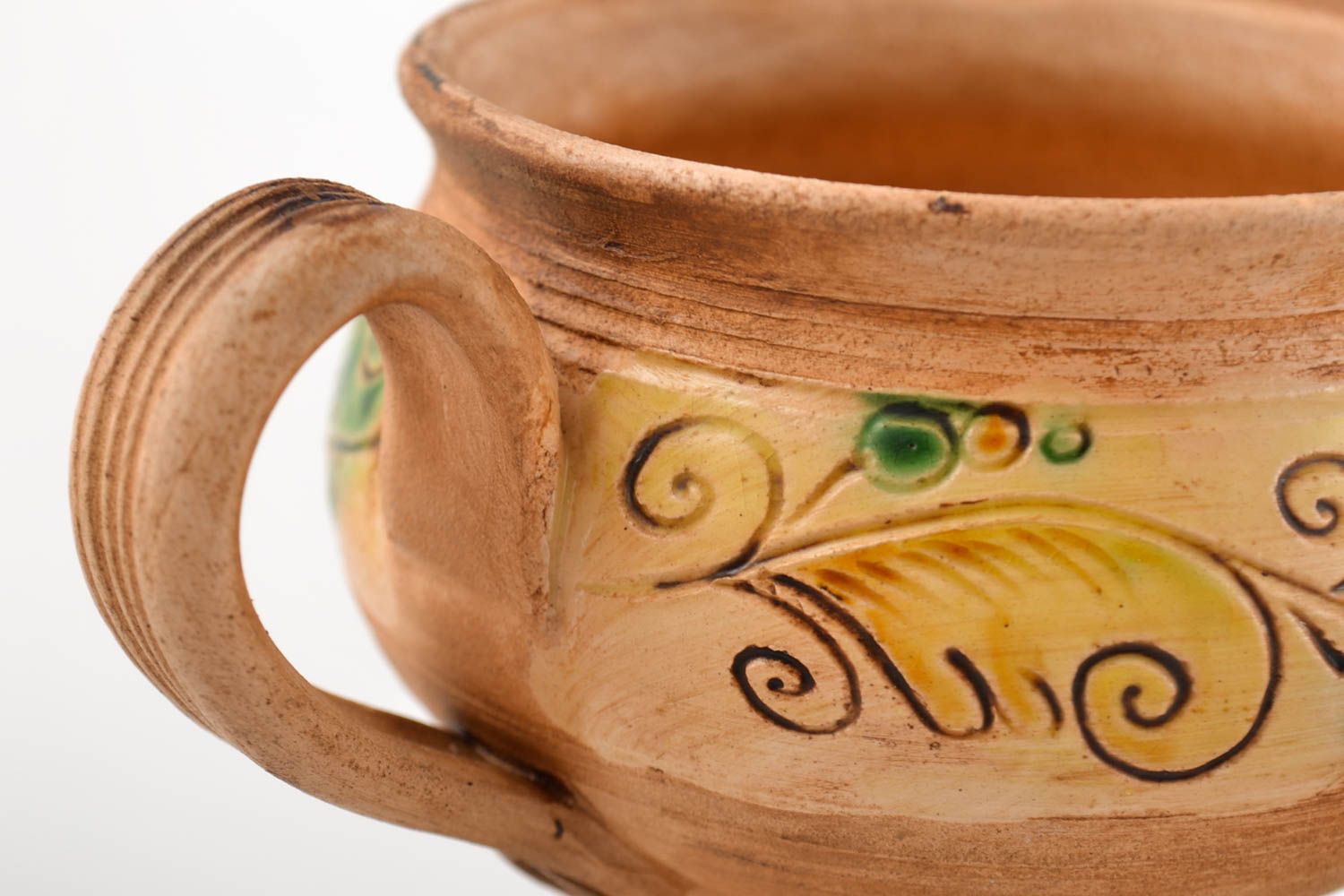 Italian style ceramic set of tea kettle and two teacups photo 3