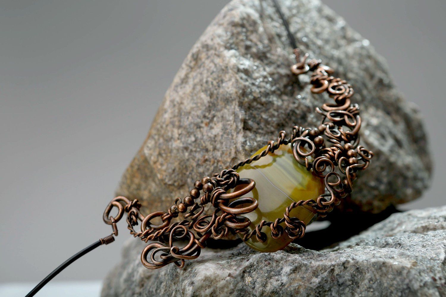 Necklace from copper with agate photo 2