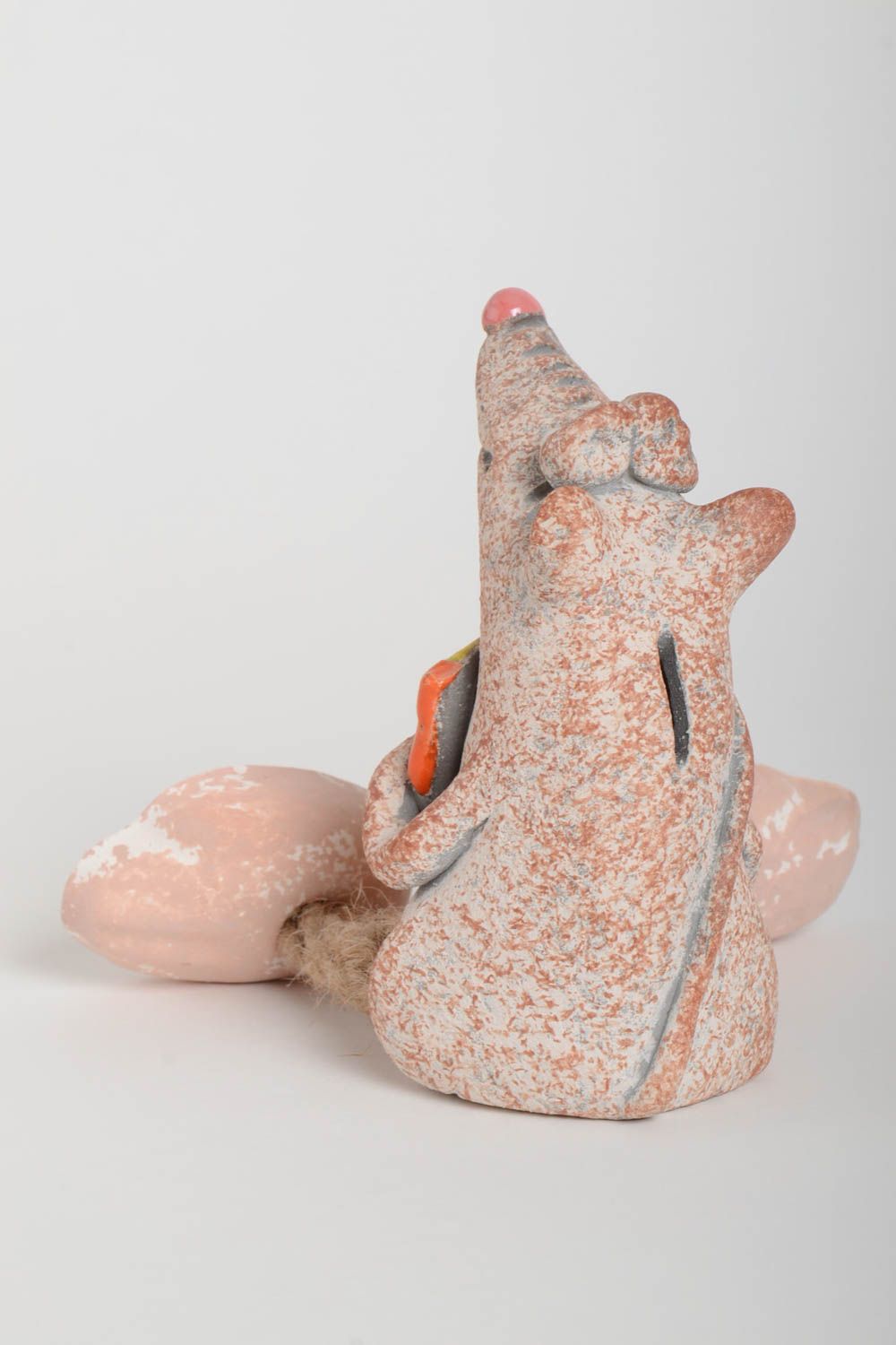 Handmade Keramik Spardose Geschenk für Kinder Haus Deko aus Ton Maus mit Käse foto 5