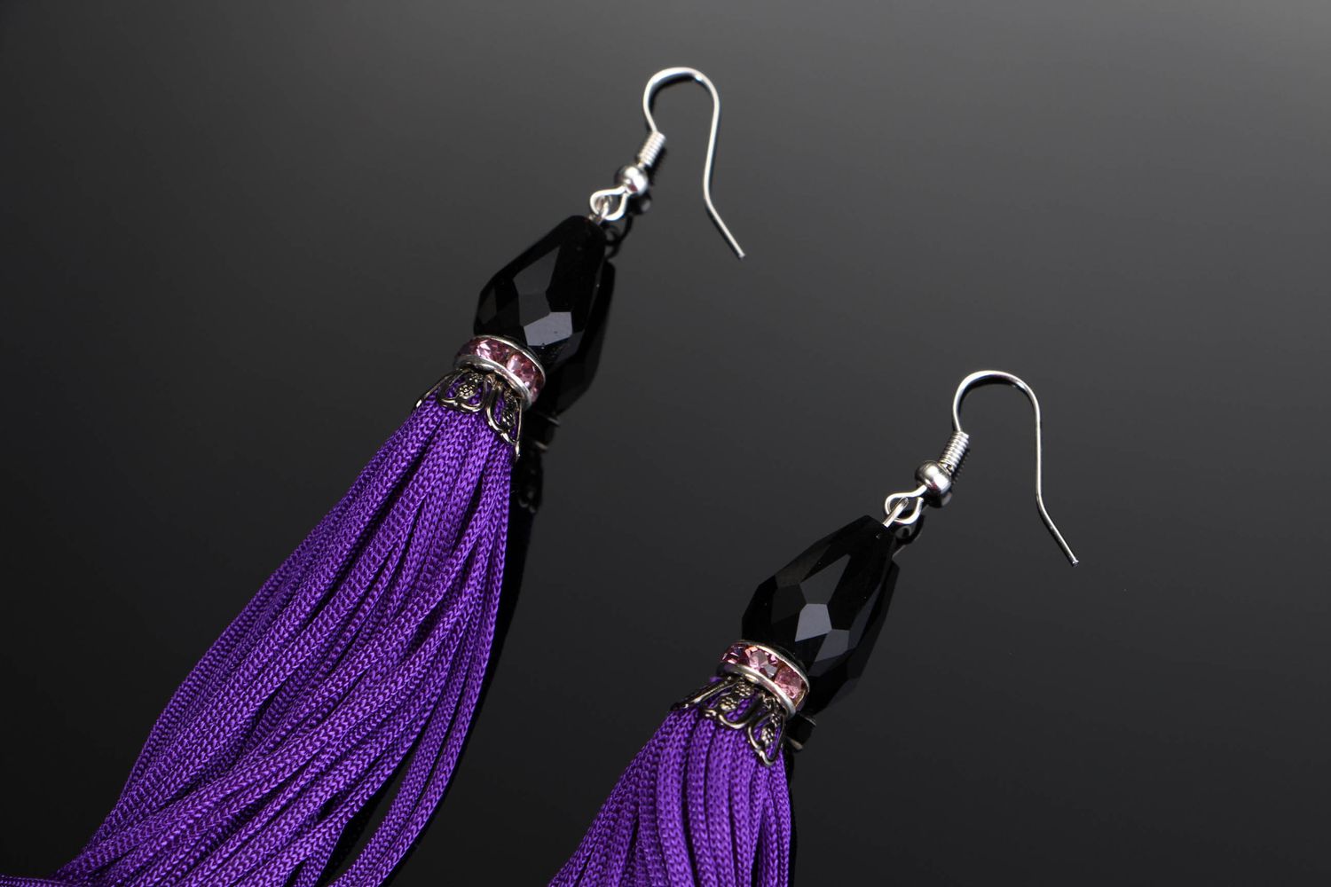 Earrings with fringe violet photo 3