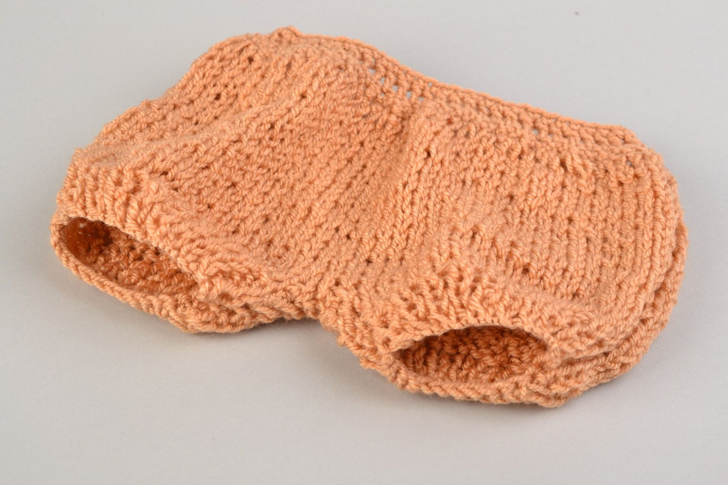 Handmade baby shorts crocheted of light brown hypoallergenic acrylic threads photo 3