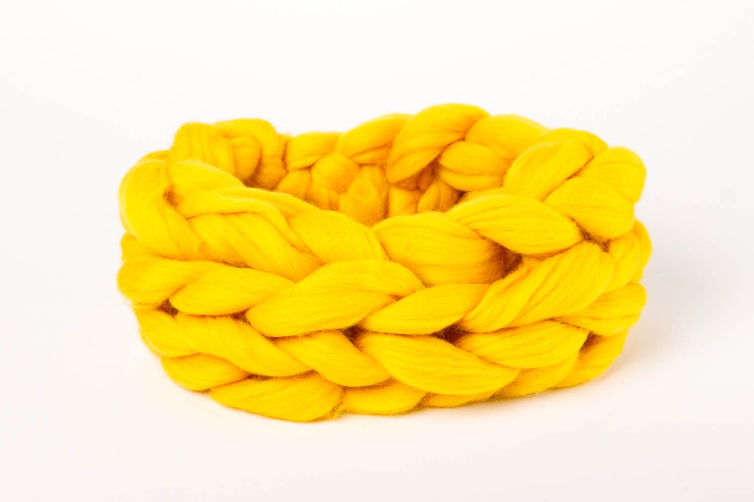 Шарф труба ручной работы шарф снуд стильный шарф хомут ярко желтый вязаный фото 3
