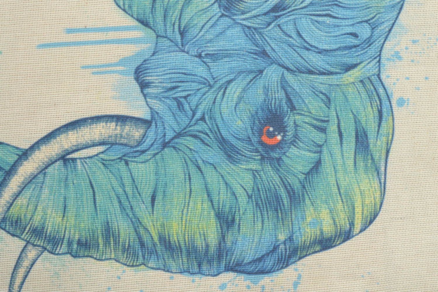 Bolso de tela artesanal femenino original bonito con estampado Elefante foto 5