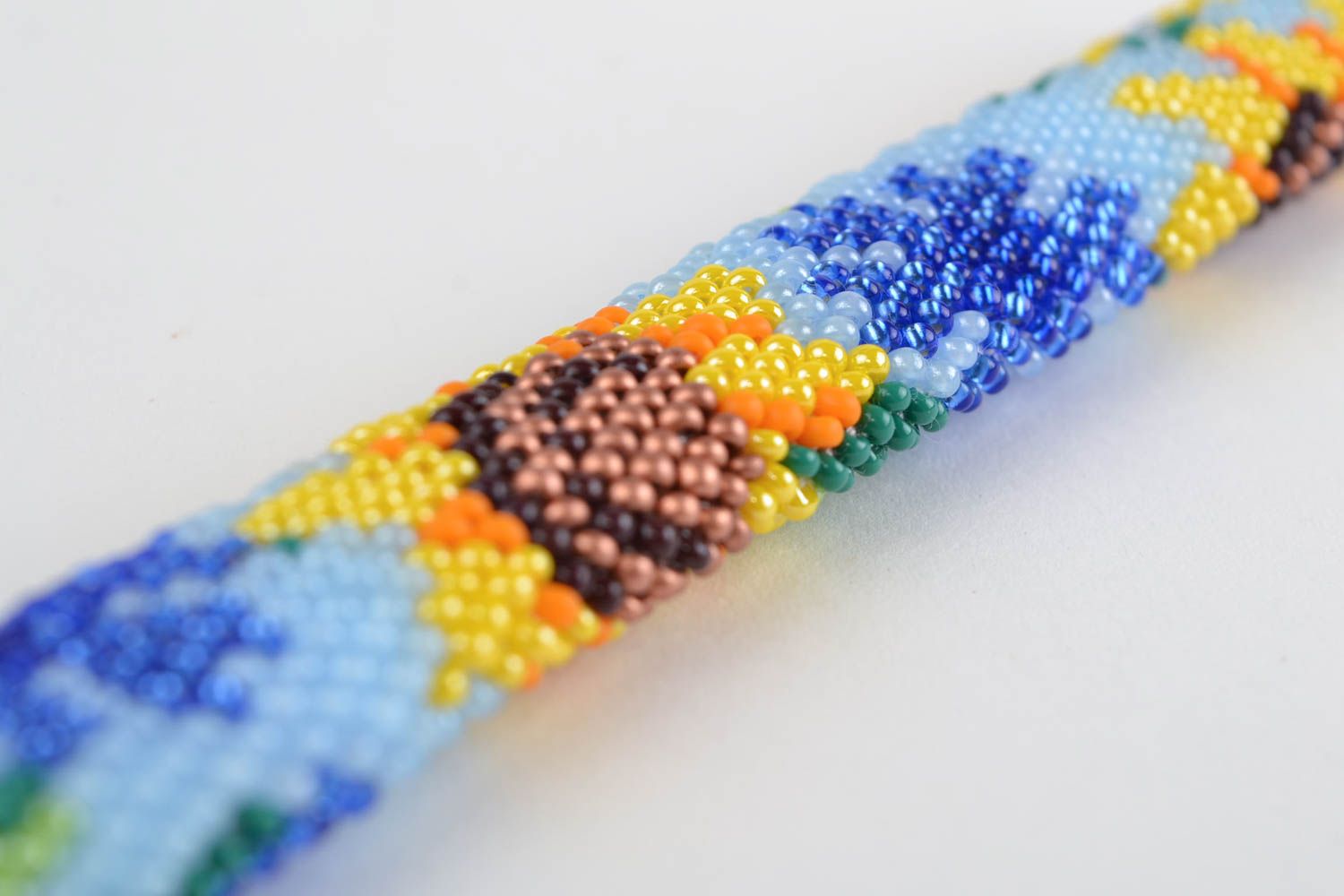 Beaded cord bracelet handmade accessory with beads seed beads designer jewelry  photo 4