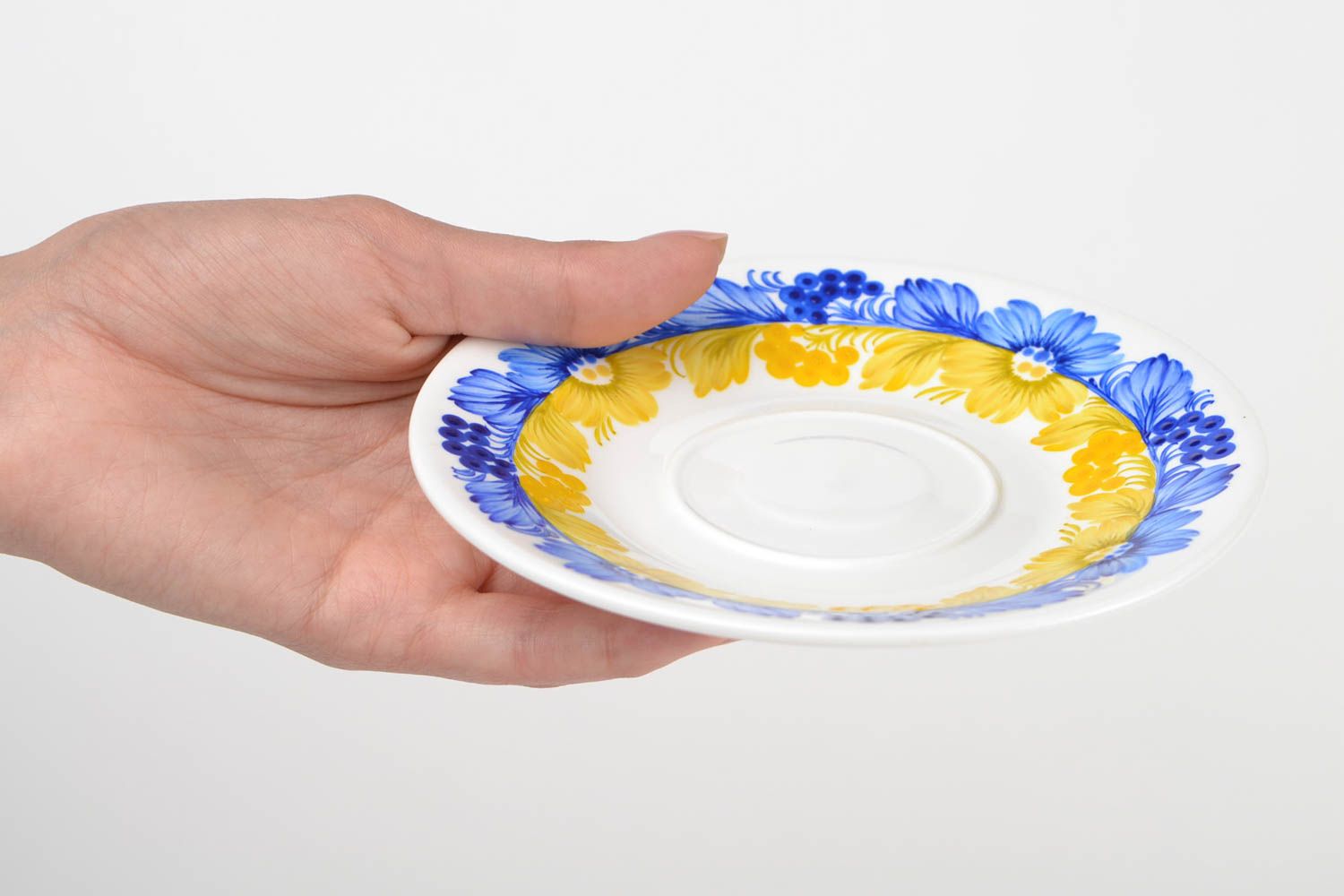 Soucoupe porcelaine fait main Petite assiette ethnique peinte Service vaisselle photo 2