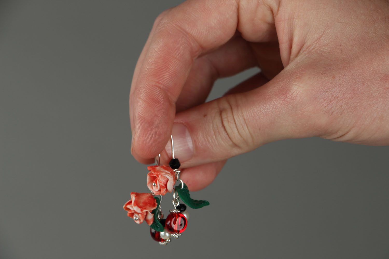Polymer clay earrings Roses photo 3