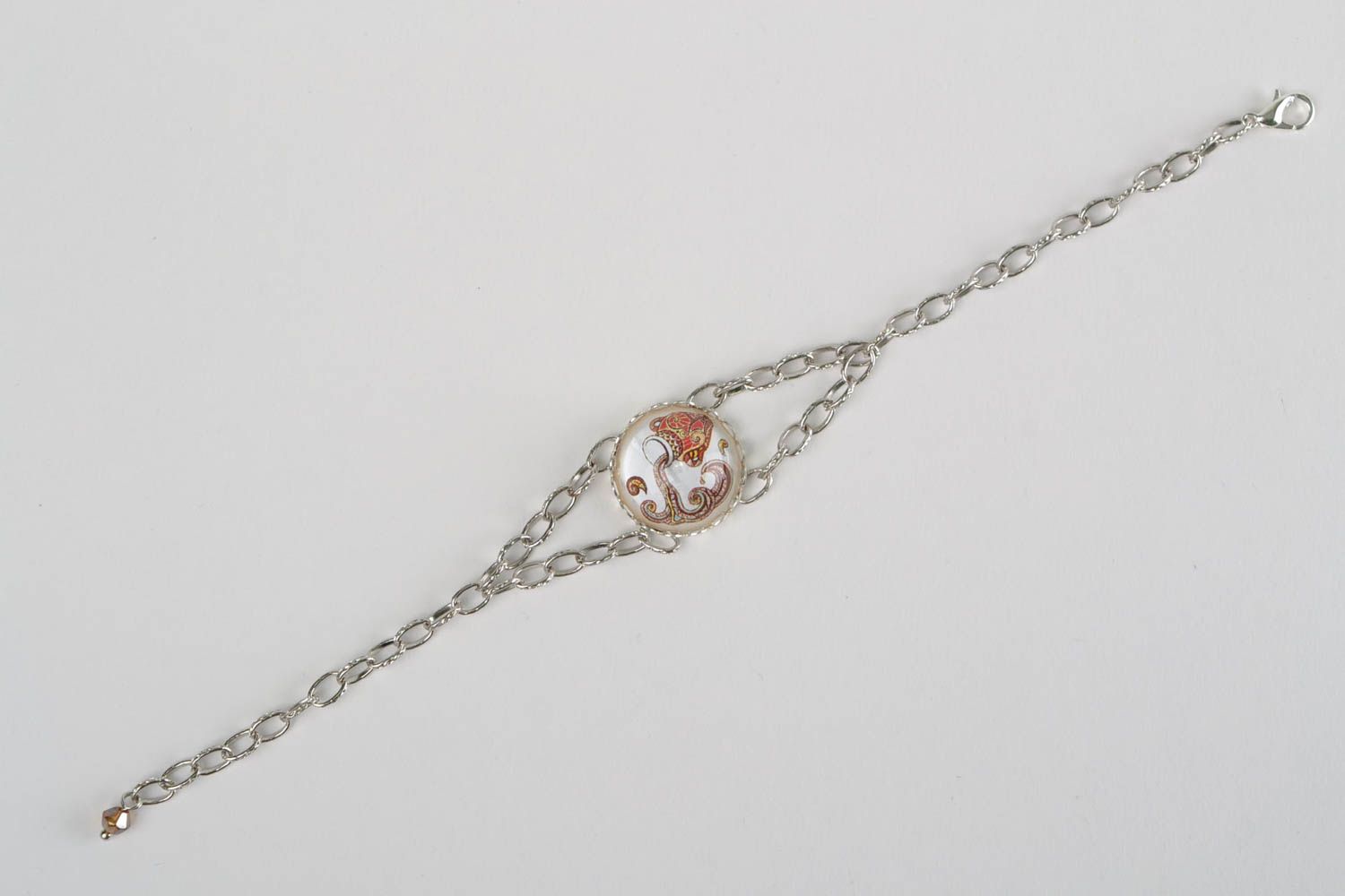 Bracelet fait main de verre avec chaîne accessoire fin pour femme Verseau photo 2