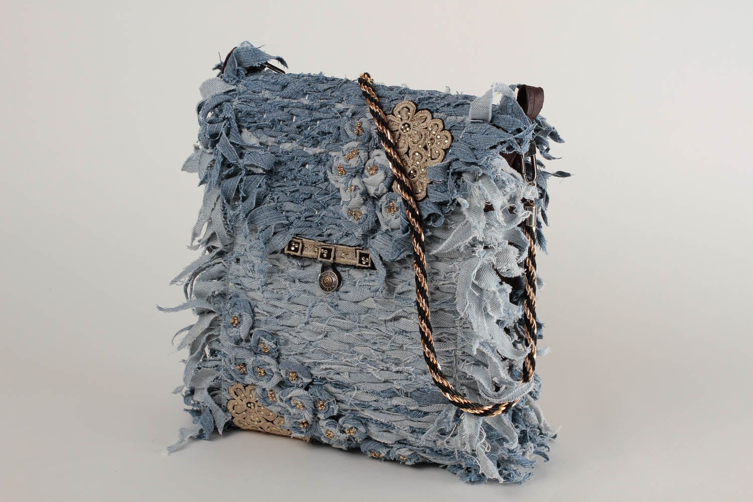 Сумка ручной работы сумка через плечо текстильная сумка джинсовая авторская фото 2