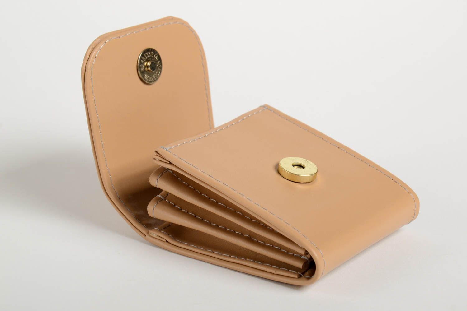 Cartera de piel hecha a mano beige billetera de mujer accesorio de moda foto 5