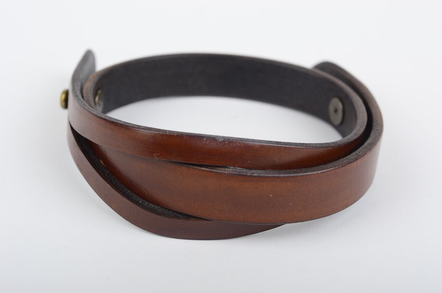 Браслет ручной работы мужской браслет из кожи мужской аксессуар коричневый фото 2