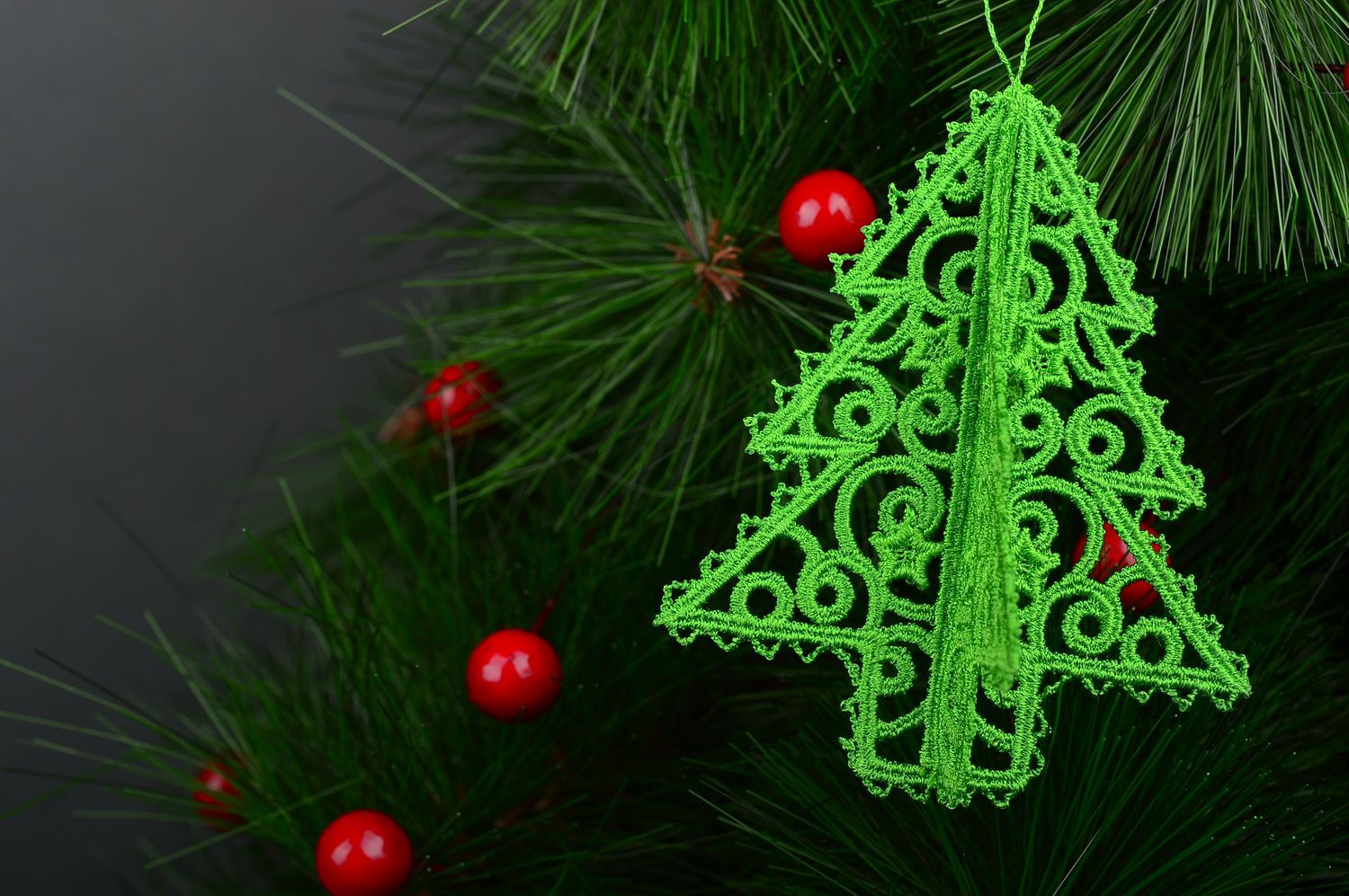Игрушка на елку handmade декор для дома новогоднее украшение зеленая елка фото 1