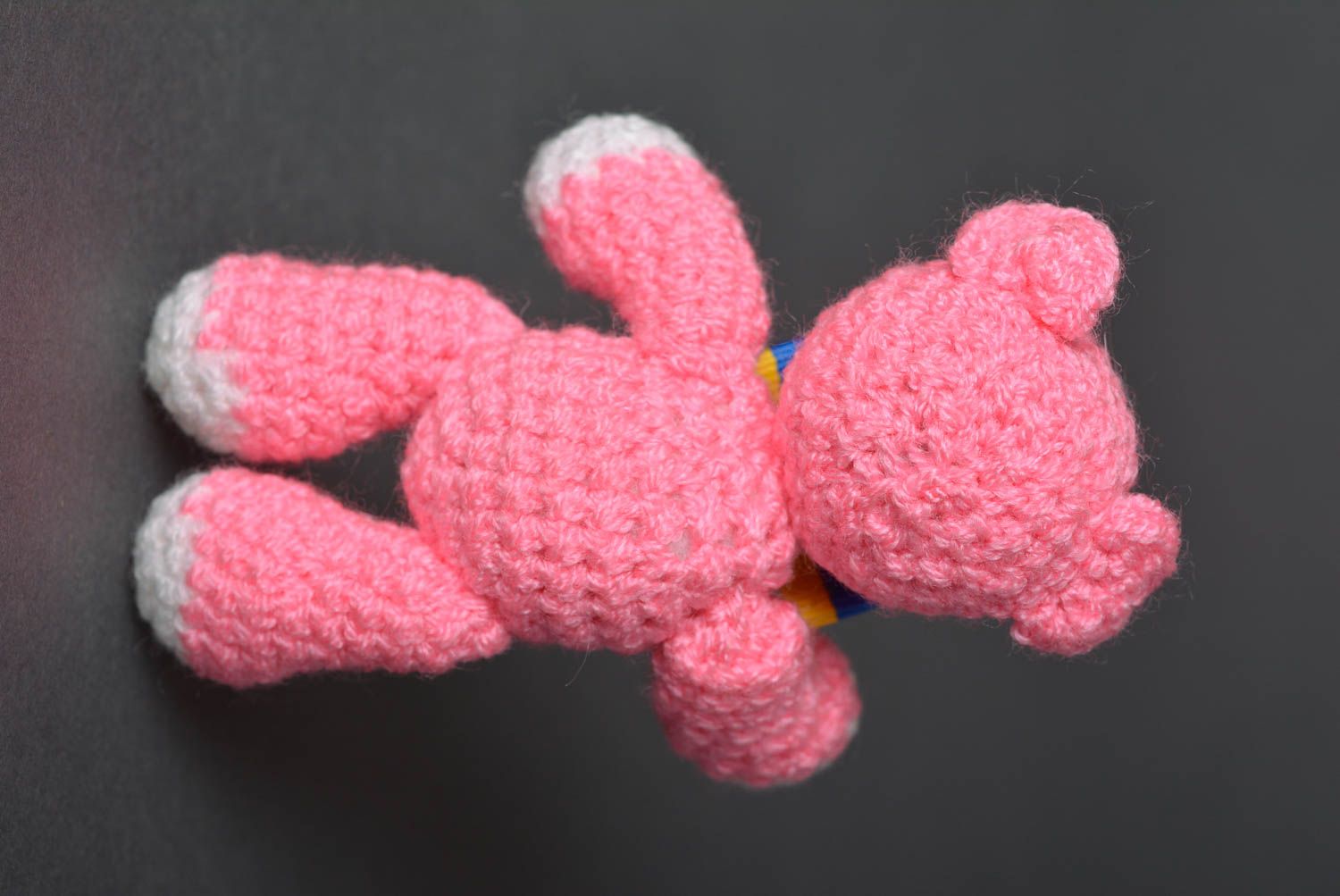 Jouet ours rose Peluche faite main tricotée au crochet petite Cadeau enfant photo 3