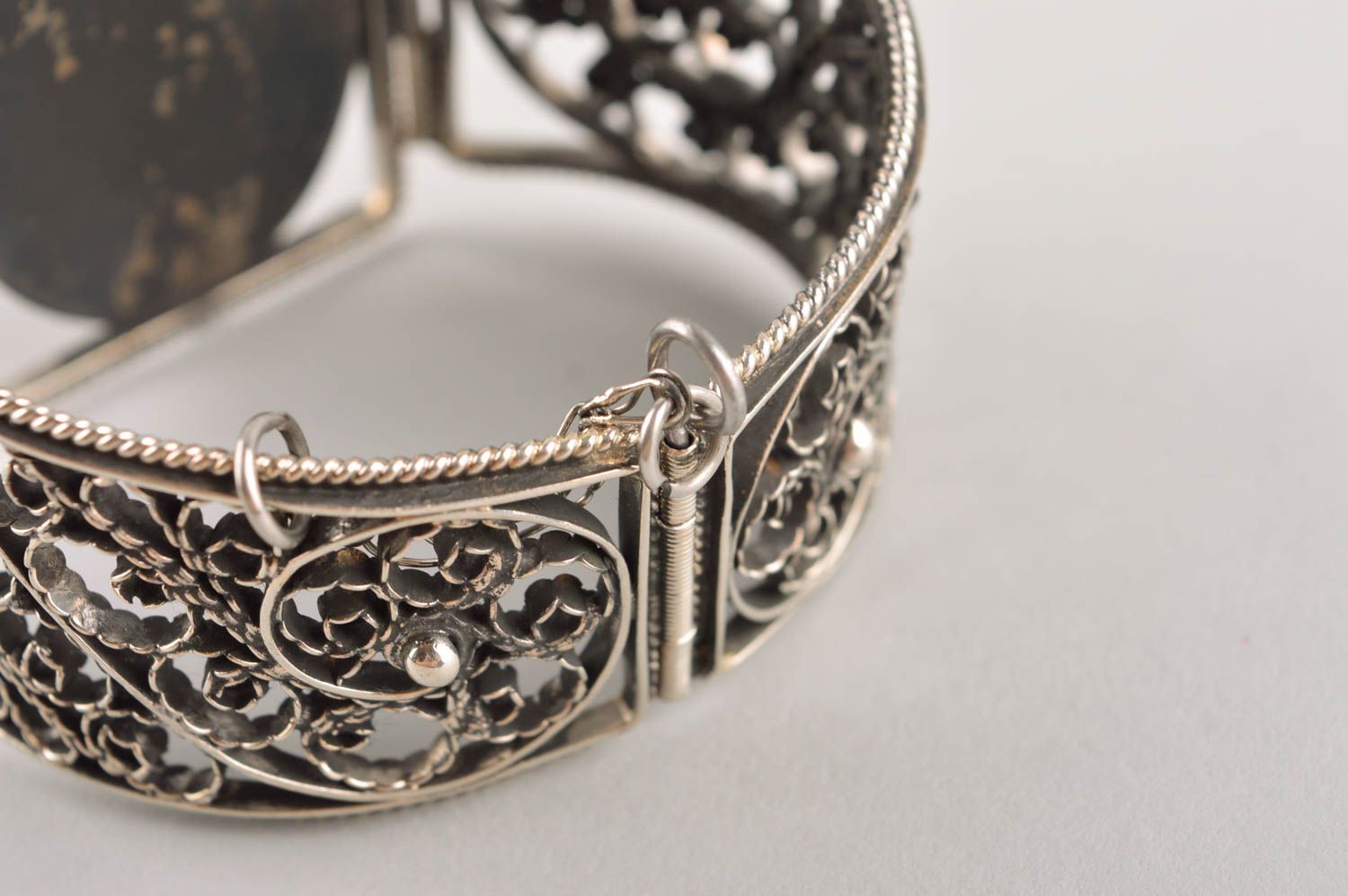Damen Armband handmade Metall Schmuck Geschenk für Frauen ajour mit Malachit foto 4