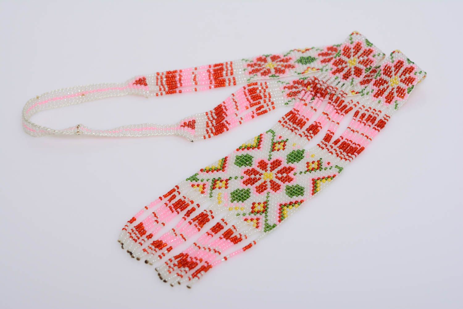 Collar de abalorios original hecho a mano étnico largo estiloso para mujeres foto 1