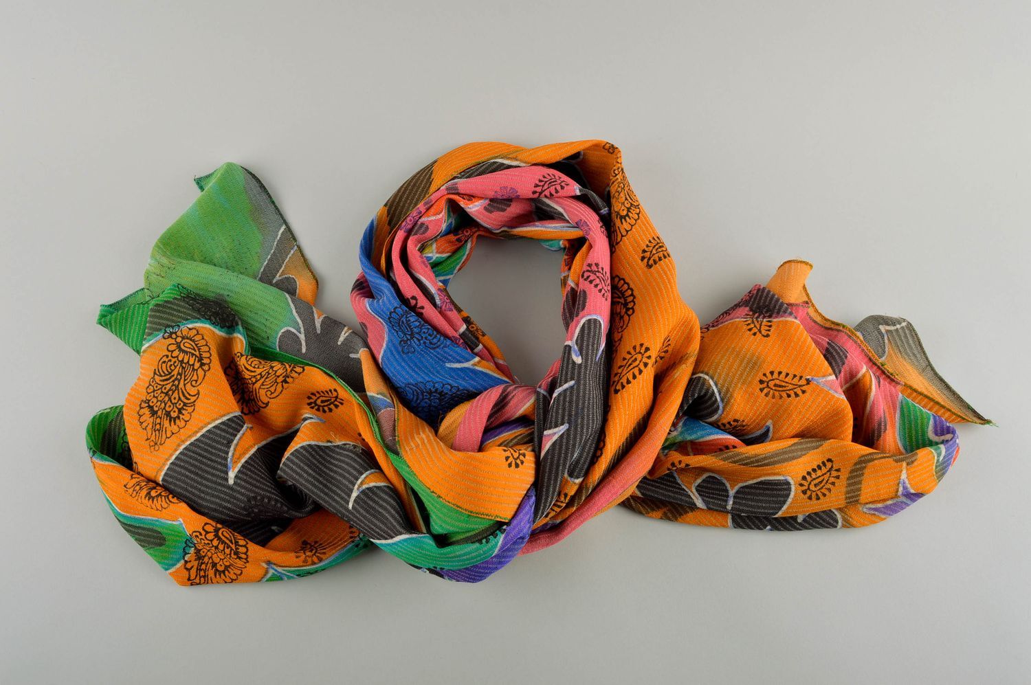 Шарф ручной работы шарф на шею шелковый шарф оригинальный женский шарф фото 2