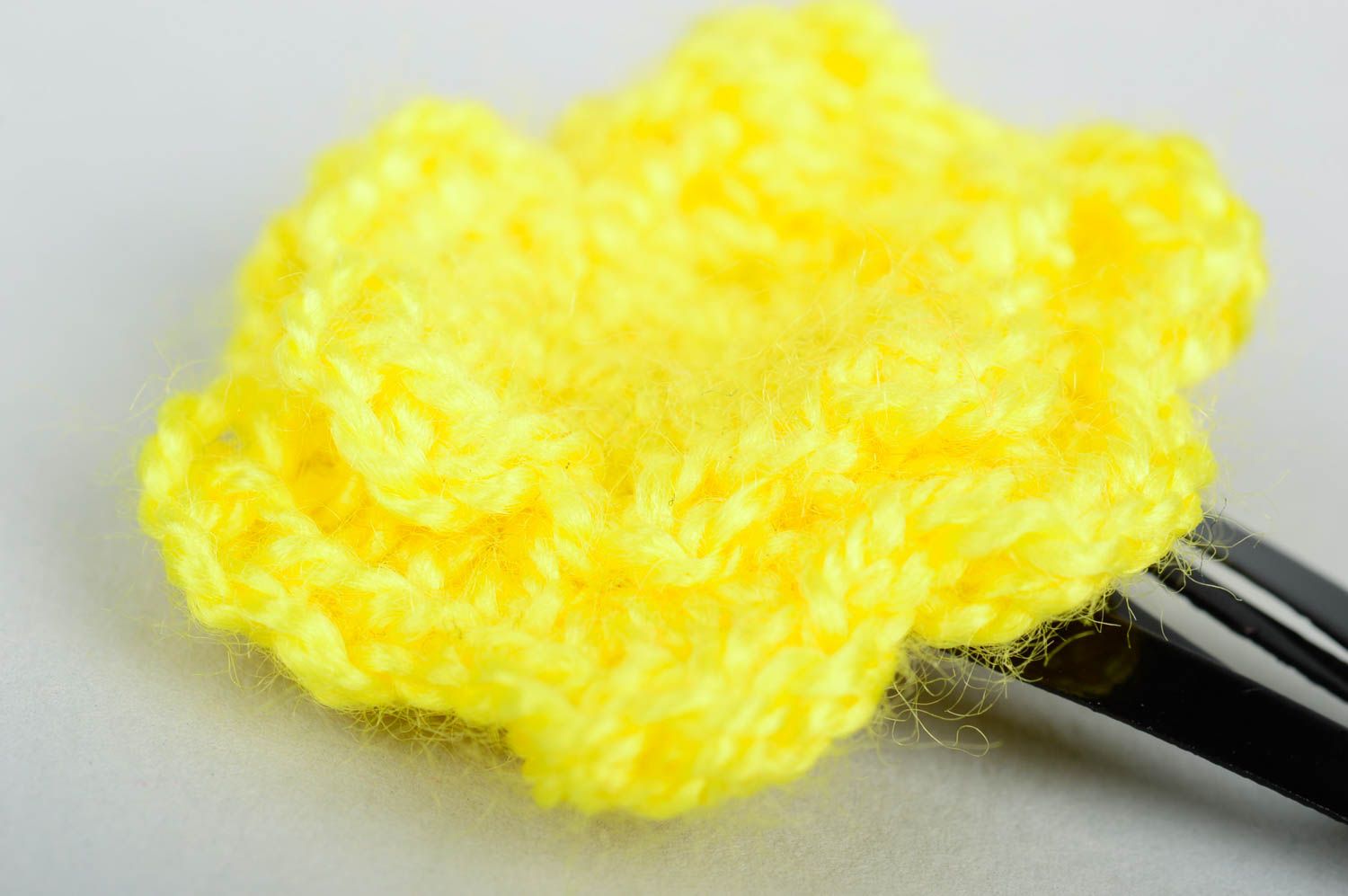 Handmade Kinder Haarspange Haarklemme Blume Häkel Accessoire schön gelb foto 4