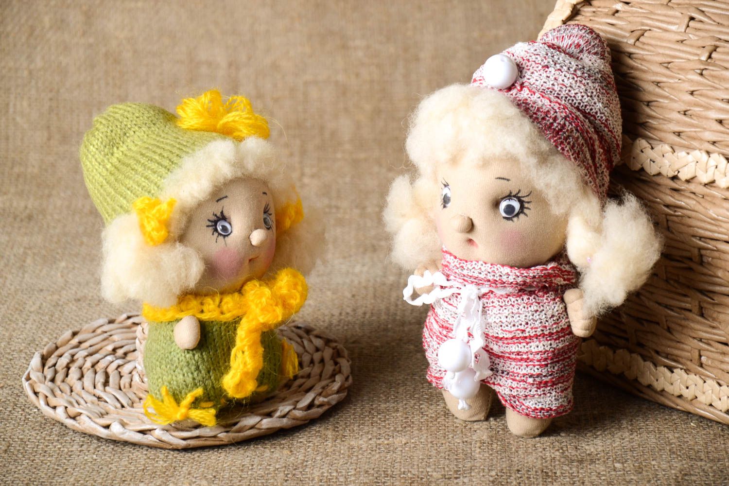 Jouets enfant Gnomes Peluches faites main en tissu Cadeau original 2 pièces photo 1