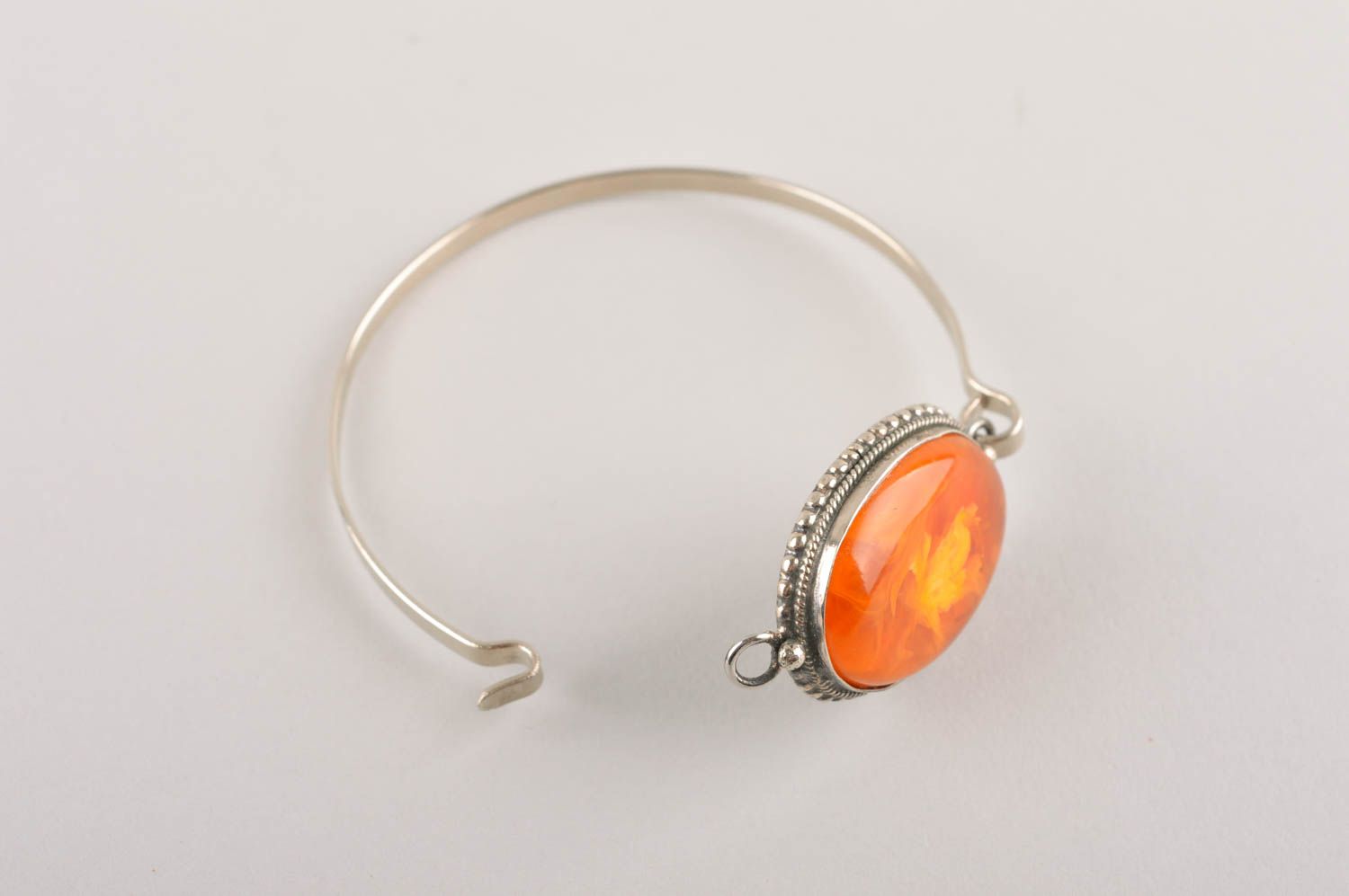 Bracelet fantaisie Bijou fait main métallique fin avec ambre Accessoire original photo 5