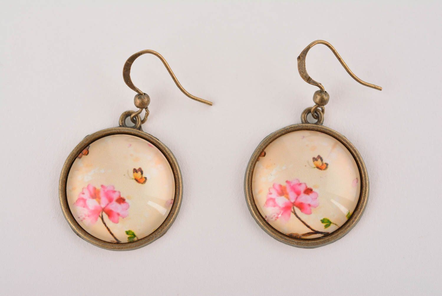 Unusual handmade metal earrings glass earrings beautiful jewellery gift ideas photo 4