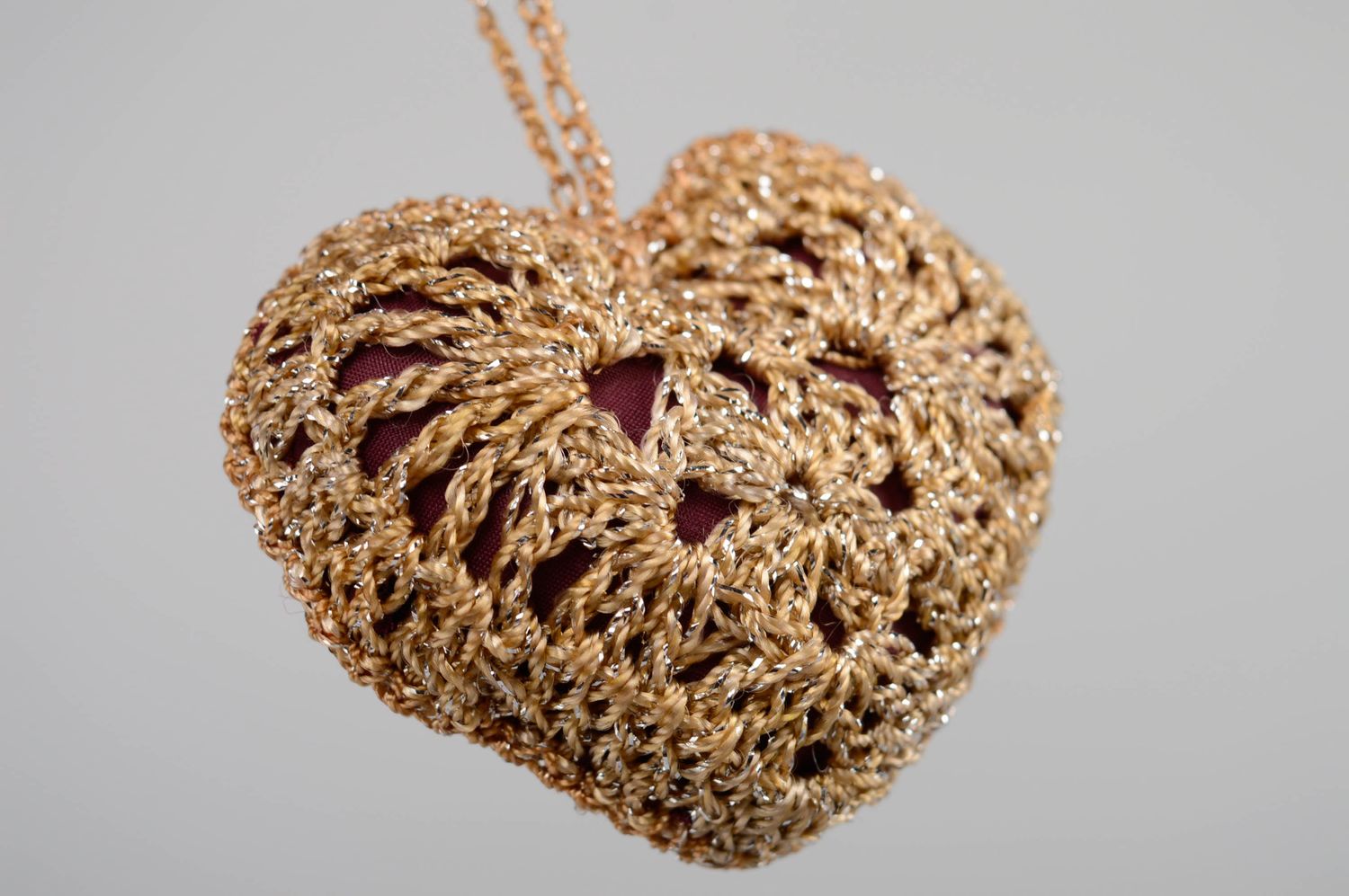 Crochet heart-shaped interior pendant  photo 3