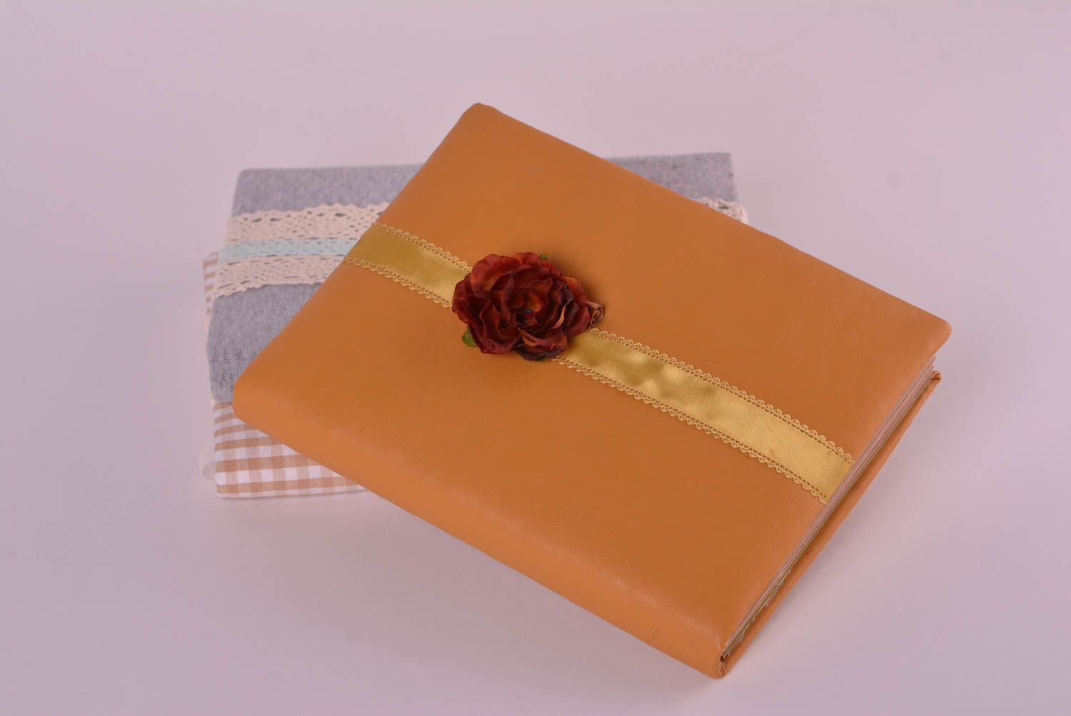 Handmade notebook handmade sketchbook brown notepad with flower gift for girls photo 1
