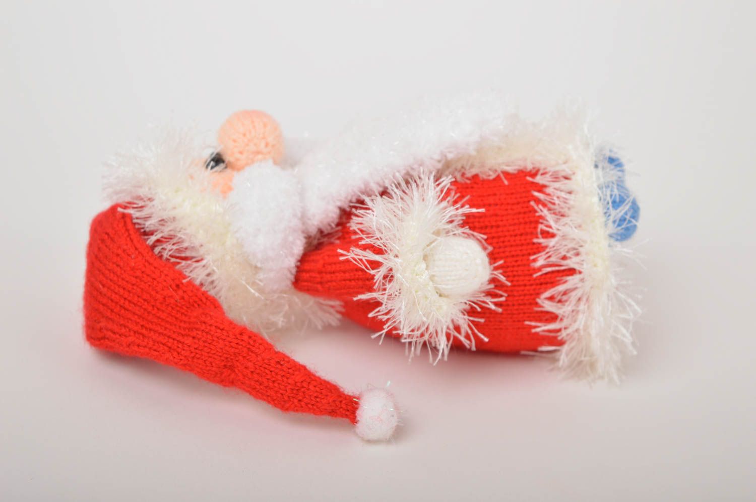Peluche père Noël Jouet fait main tricoté en acrylique Cadeau pour enfant photo 5