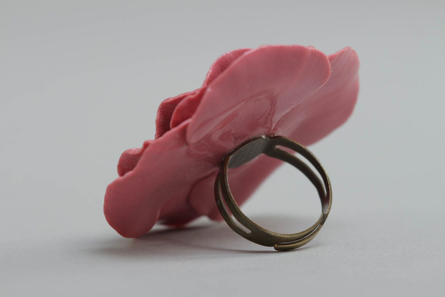 Handmade Ring Rose aus Polymer Ton groß regulierbar Frauen Schmuck Geschenk foto 3