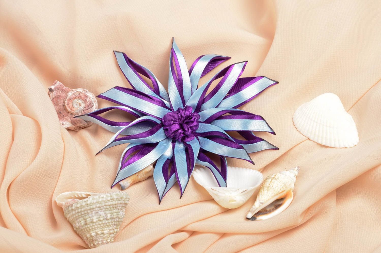 Blau violette Blume Haarspange handgemachter Schmuck Accessoire für Mädchen foto 5