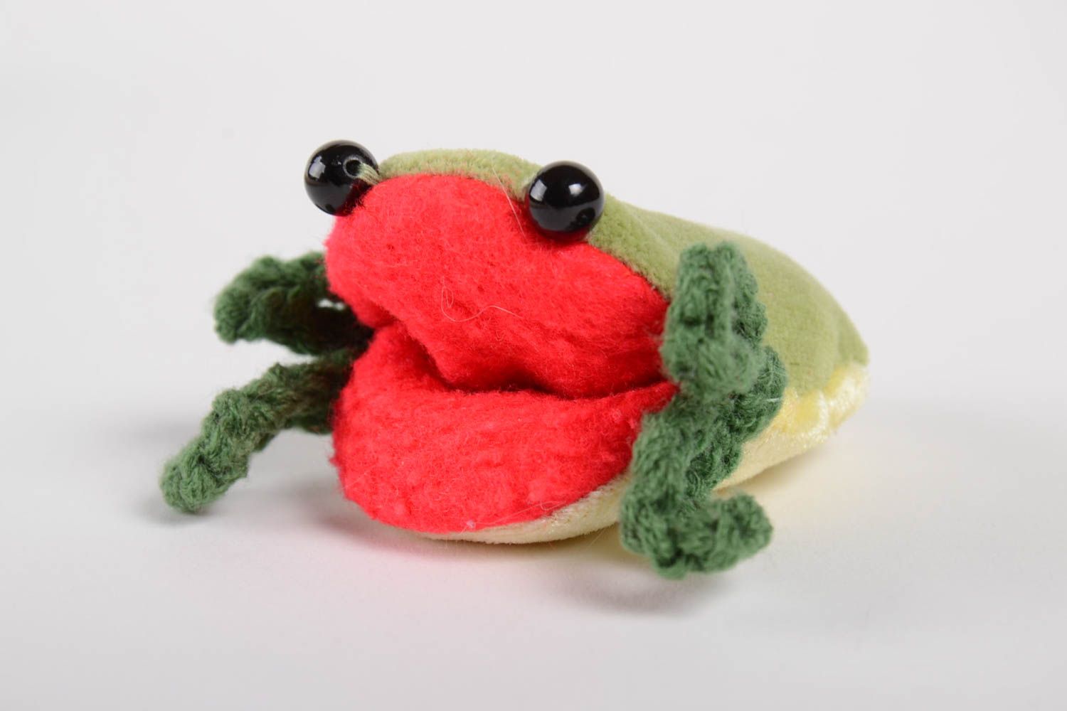 Handmade Nadelkissen Frosch Designer Accessoire für Haus Dekoration rot grün foto 3