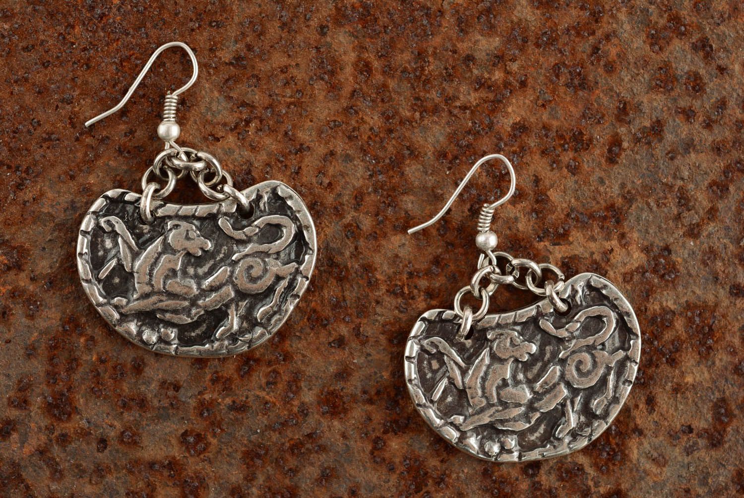 Metal earrings Bars photo 4