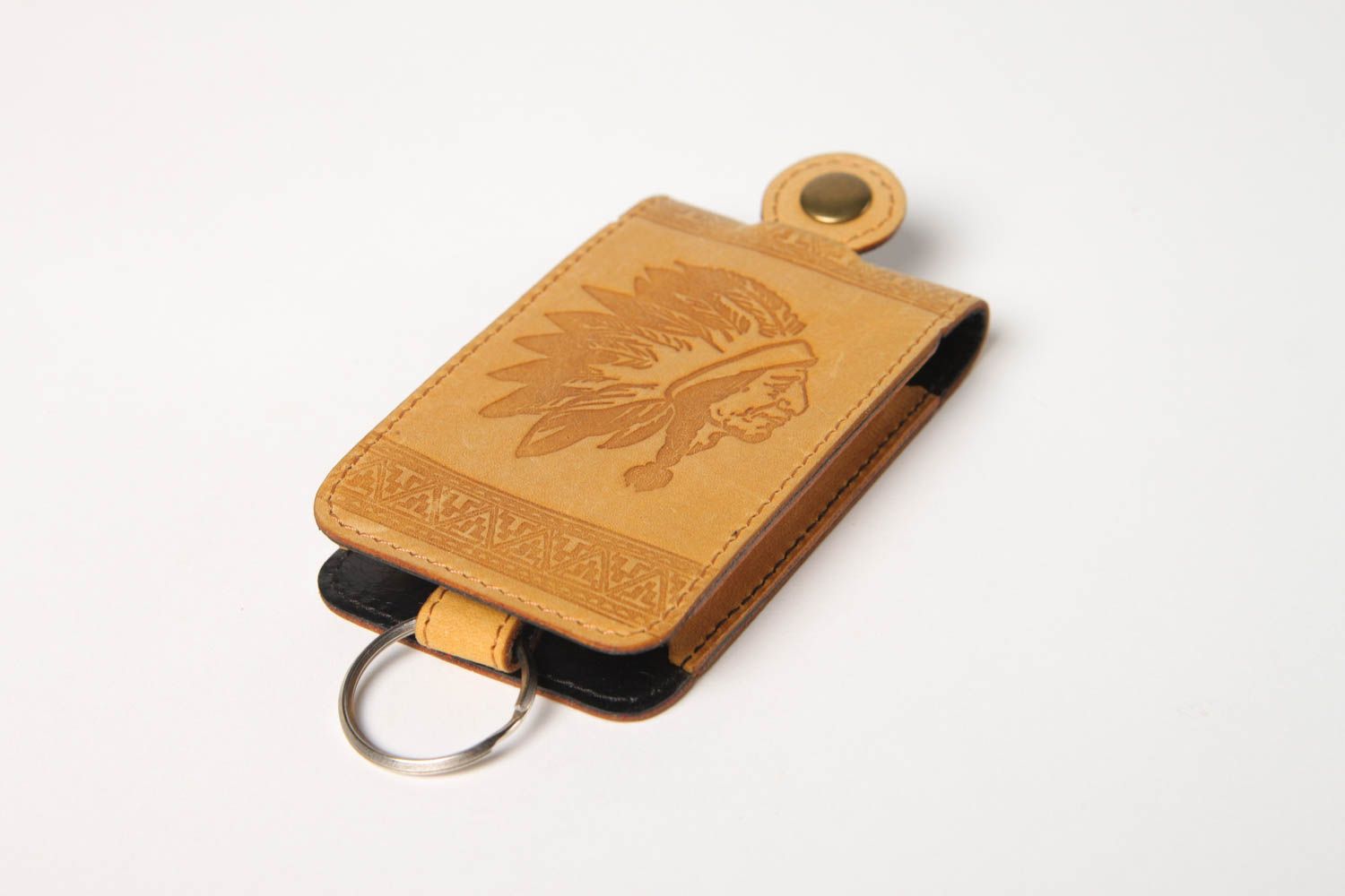 Handgefertigt Schlüsseletui Leder Designer Accessoire kreative Geschenkidee foto 2