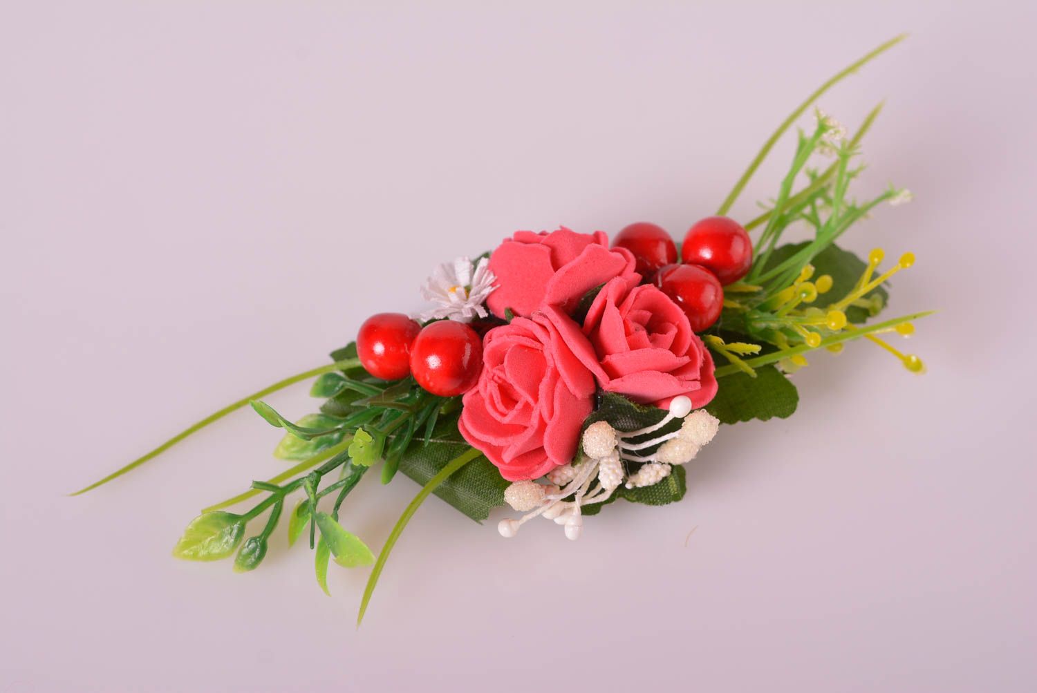 Симпатичное украшение ручной работы заколка с цветком розы аксессуар для волос фото 1
