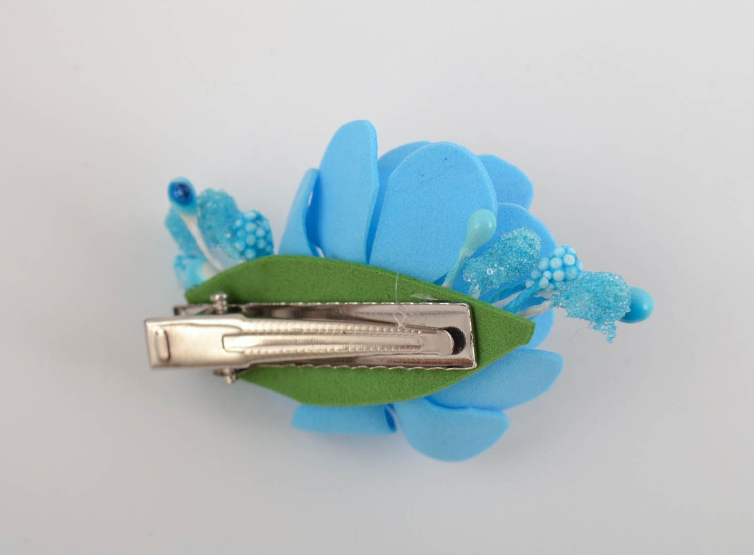 Stylish handmade foamiran flower barrette textile flower hair clip gifts for her photo 2