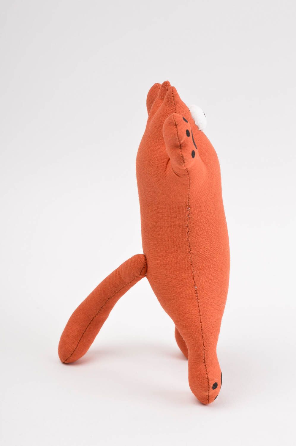 Игрушка кот ручной работы детская игрушка хлопковая мягкая игрушка оранжевая фото 3