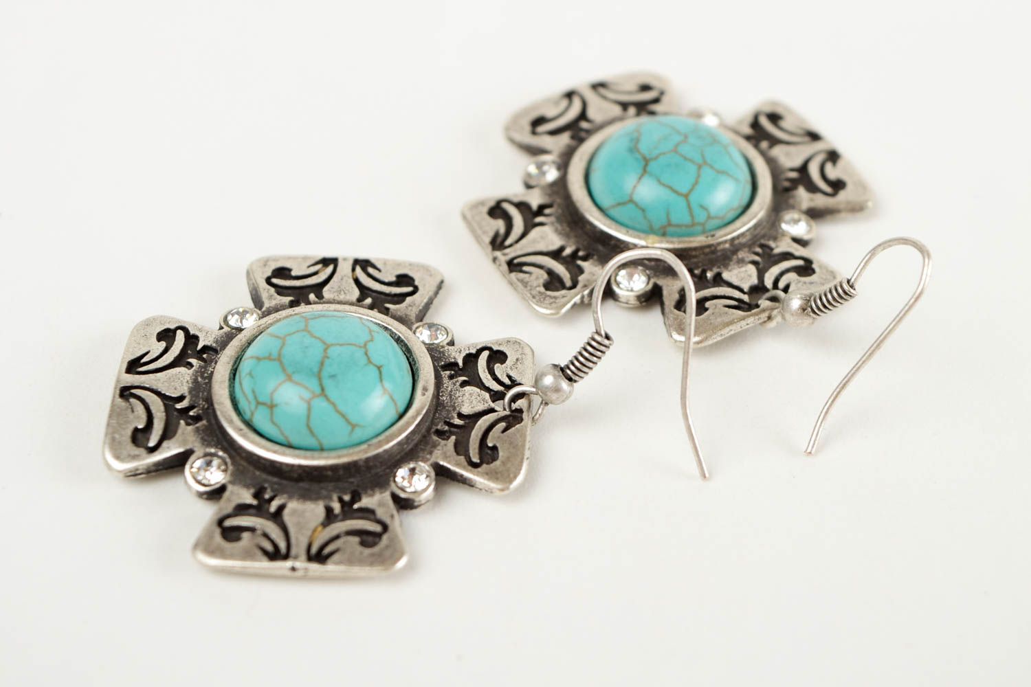 Geschenk für Frauen Handmade Ohrringe Designer Schmuck Metall Ohrringe Kreuz foto 4