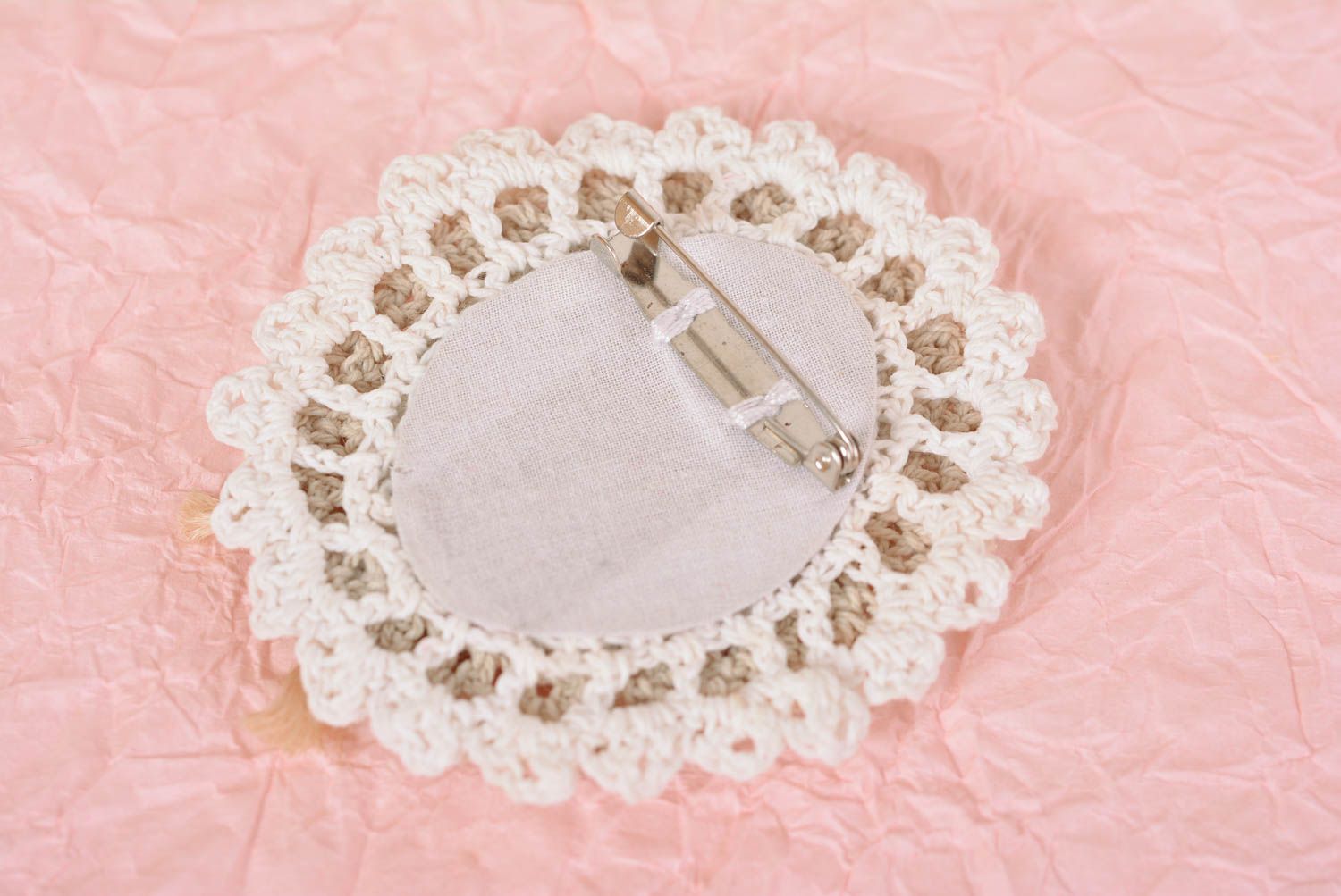 Broche textil bordado hecho a mano accesorio para ropa bisutería de mujer foto 5